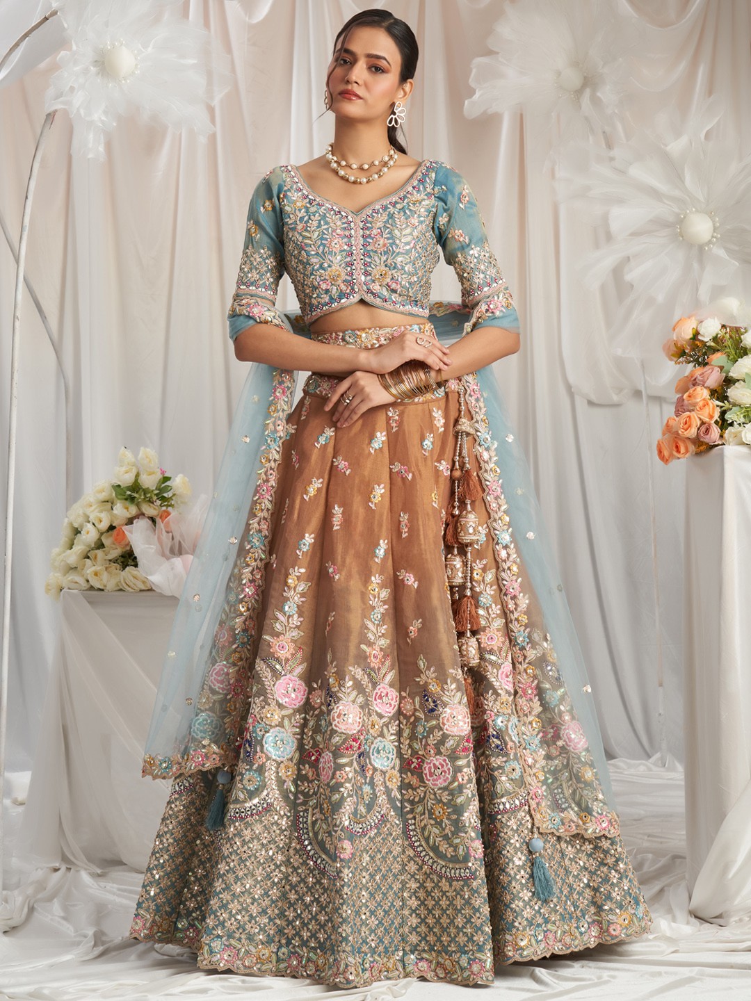 panchhi Embroidered Beads and Stones Semi-Stitched Lehenga & Unstitched Blouse With Dupatta, Turquoise blue
panchhi Embroidered Beads and Stones Semi-Stitched Lehenga & Unstitched Blouse With Dupatta, Turquoise blue
