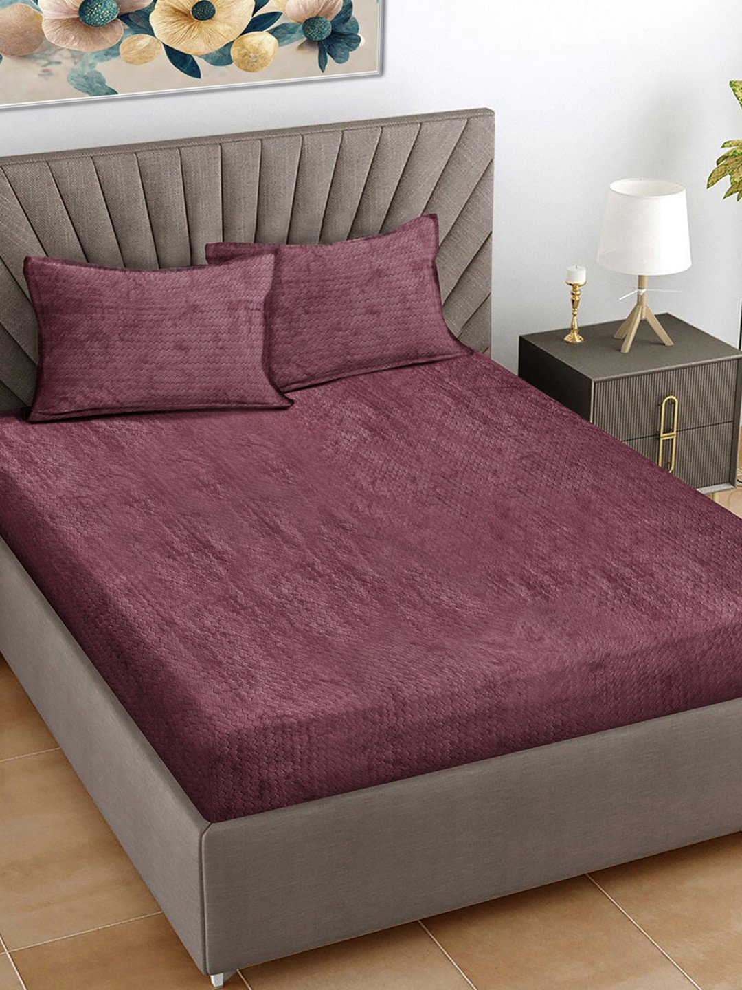 FABINALIV Burgundy Geometric Printed 300 TC Woolen King Bedsheet Set-2.50 m X 2.25 m
FABINALIV Burgundy Geometric Printed 300 TC Woolen King Bedsheet Set-2.50 m X 2.25 m