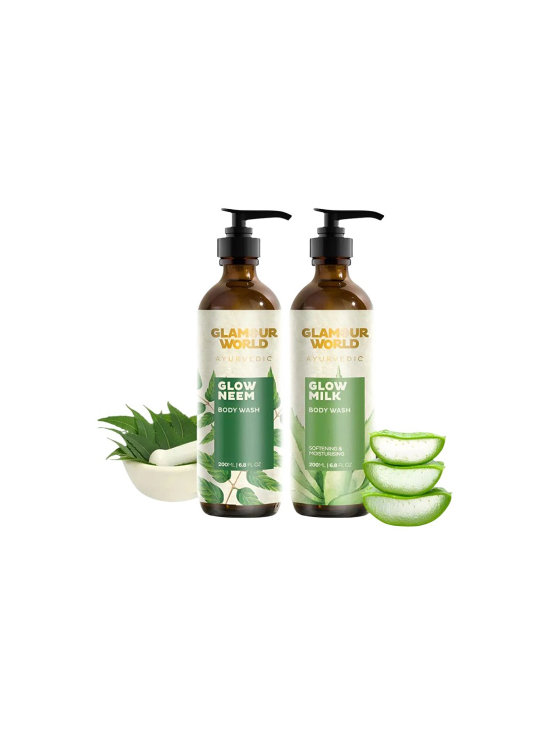 Glamour World Ayurvedic Set Of 2 Glow Milk & Neem Body Wash - 200 ml Each, Transparent
Glamour World Ayurvedic Set Of 2 Glow Milk & Neem Body Wash - 200 ml Each, Transparent