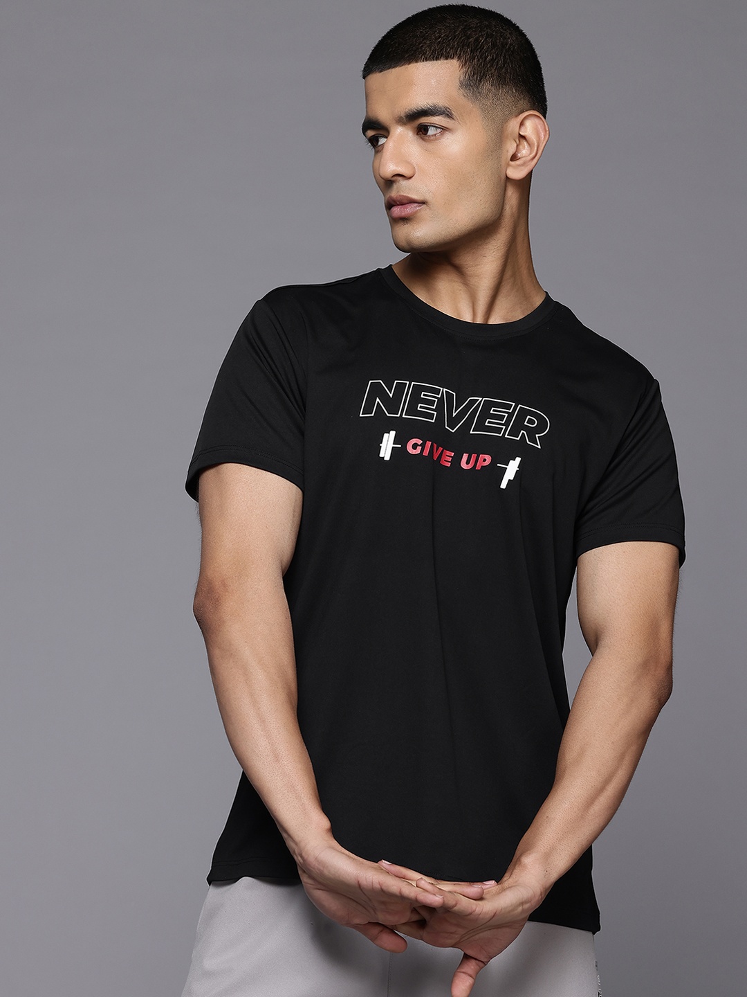 HRX by Hrithik Roshan Rapid-Dry Typography Print Training T-shirt with Reflected Detail, Black
HRX by Hrithik Roshan Rapid-Dry Typography Print Training T-shirt with Reflected Detail, Black