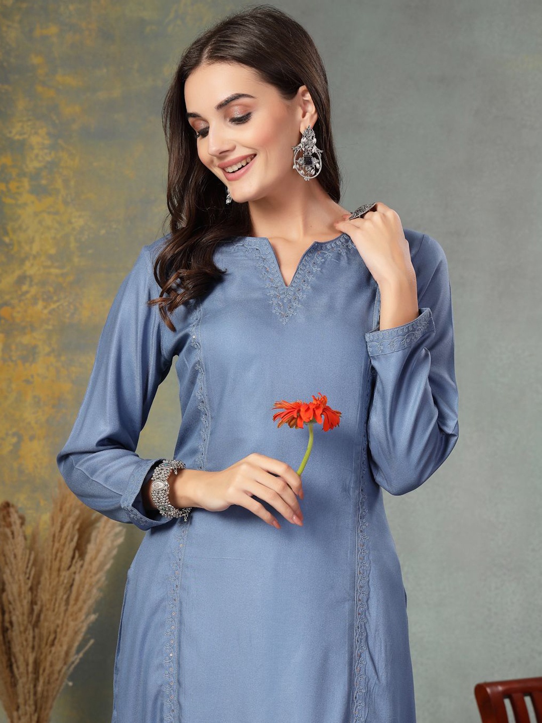 Nayam By Lakshita Women Ethnic Motifs Embroidered Regular Sequinned Kurta with Trousers, Blue
Nayam By Lakshita Women Ethnic Motifs Embroidered Regular Sequinned Kurta with Trousers, Blue