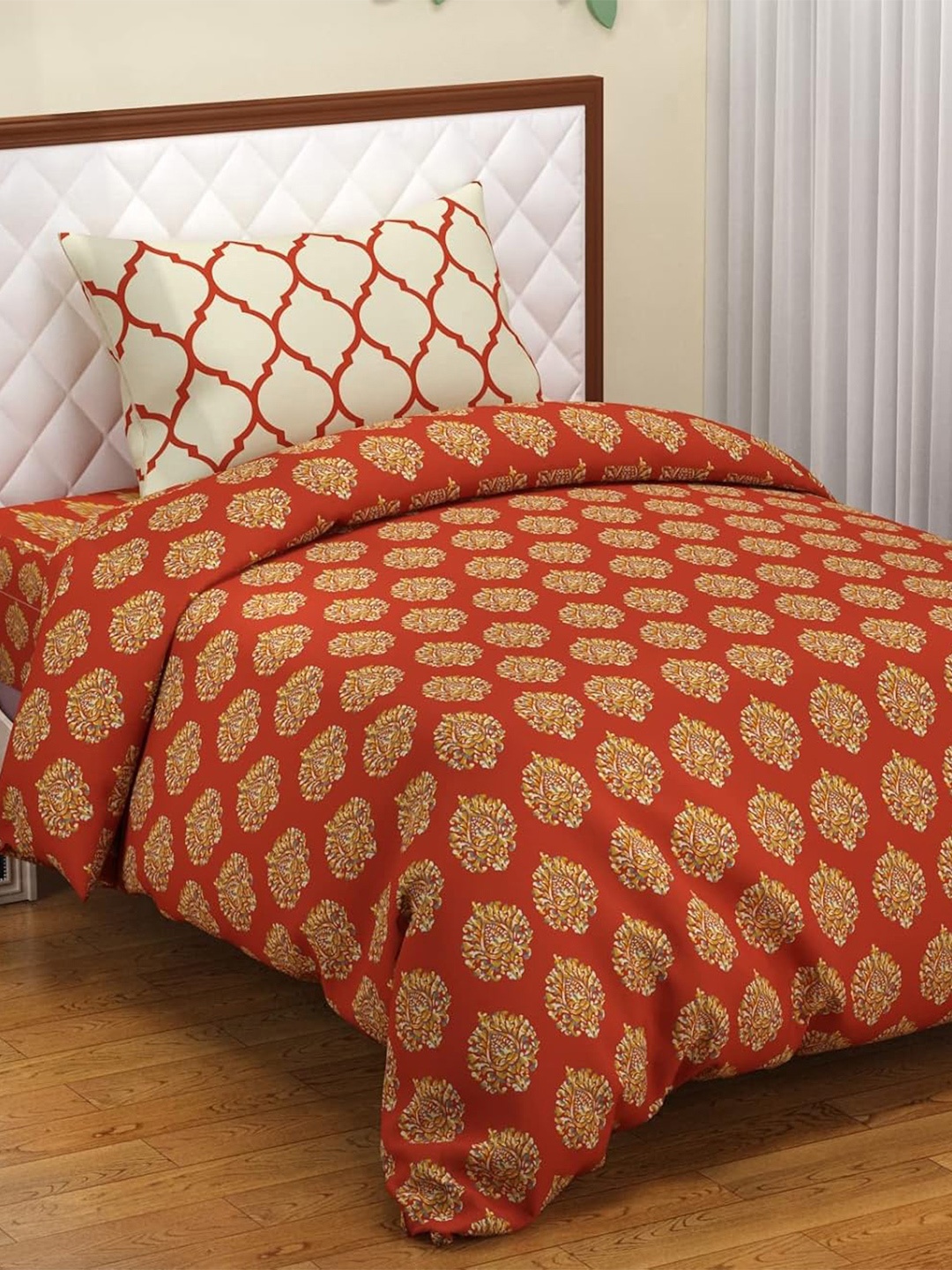 Trance Home Linen 200TC Zippered Single Rajai Cover/Blanket Cover with 1 Pillow Cover, Rust
Trance Home Linen 200TC Zippered Single Rajai Cover/Blanket Cover with 1 Pillow Cover, Rust