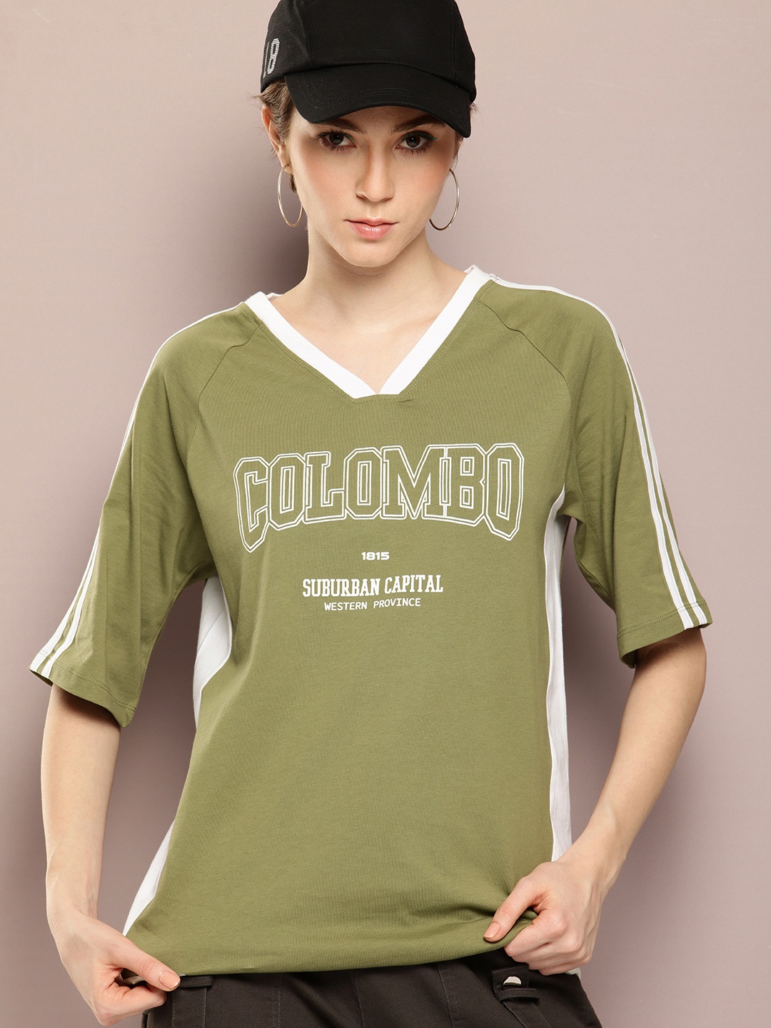 Kook N Keech Printed Raglan Sleeve Pure Cotton Oversized T-shirt with Striped Detail, Olive
Kook N Keech Printed Raglan Sleeve Pure Cotton Oversized T-shirt with Striped Detail, Olive