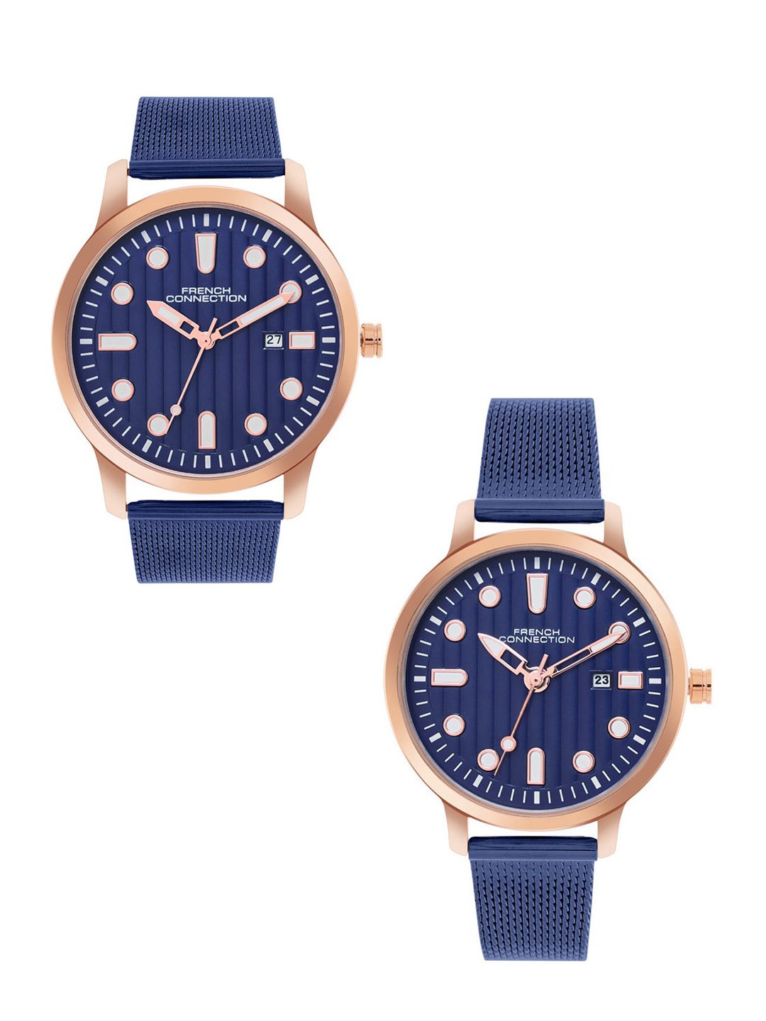 French Connection Unisex Pack Of 2 Textured Dial Reset Time Analogue Watch FCN080UM, Blue
French Connection Unisex Pack Of 2 Textured Dial Reset Time Analogue Watch FCN080UM, Blue