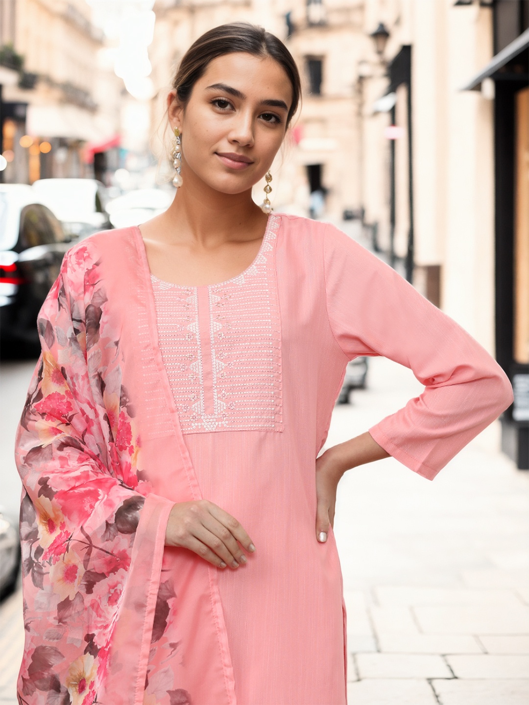 Jaipur Kurti Women Floral Embroidered Regular Thread Work Kurta with Trousers & With Dupatta, Pink
Jaipur Kurti Women Floral Embroidered Regular Thread Work Kurta with Trousers & With Dupatta, Pink