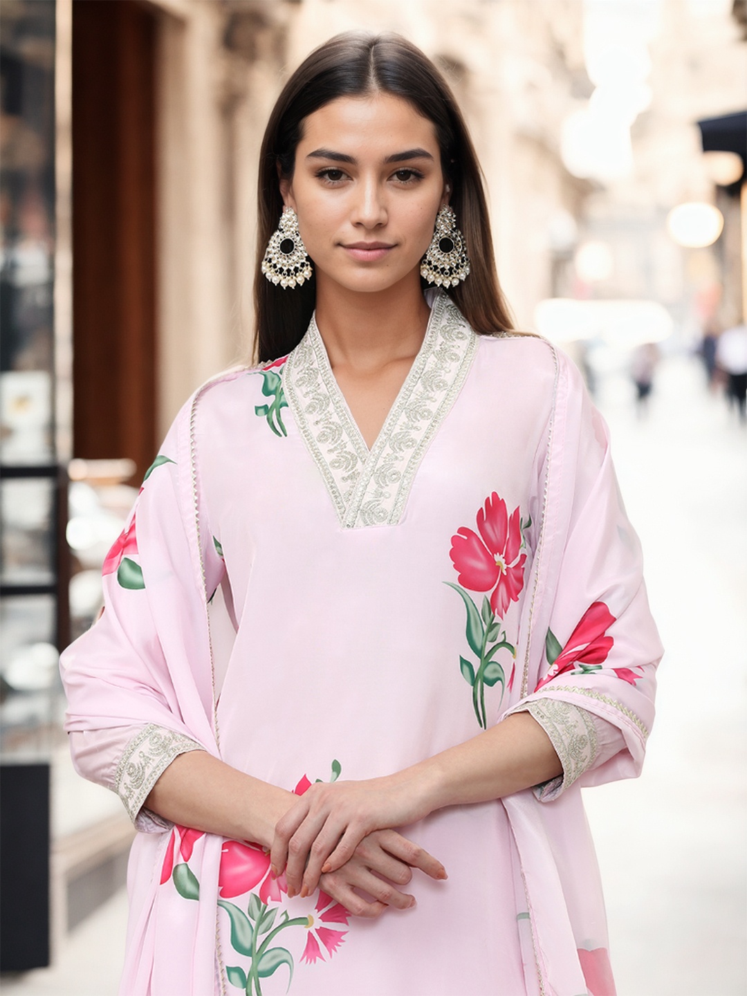 Jaipur Kurti Women Floral Embroidered Regular Kurta with Trousers & With Dupatta, Pink
Jaipur Kurti Women Floral Embroidered Regular Kurta with Trousers & With Dupatta, Pink