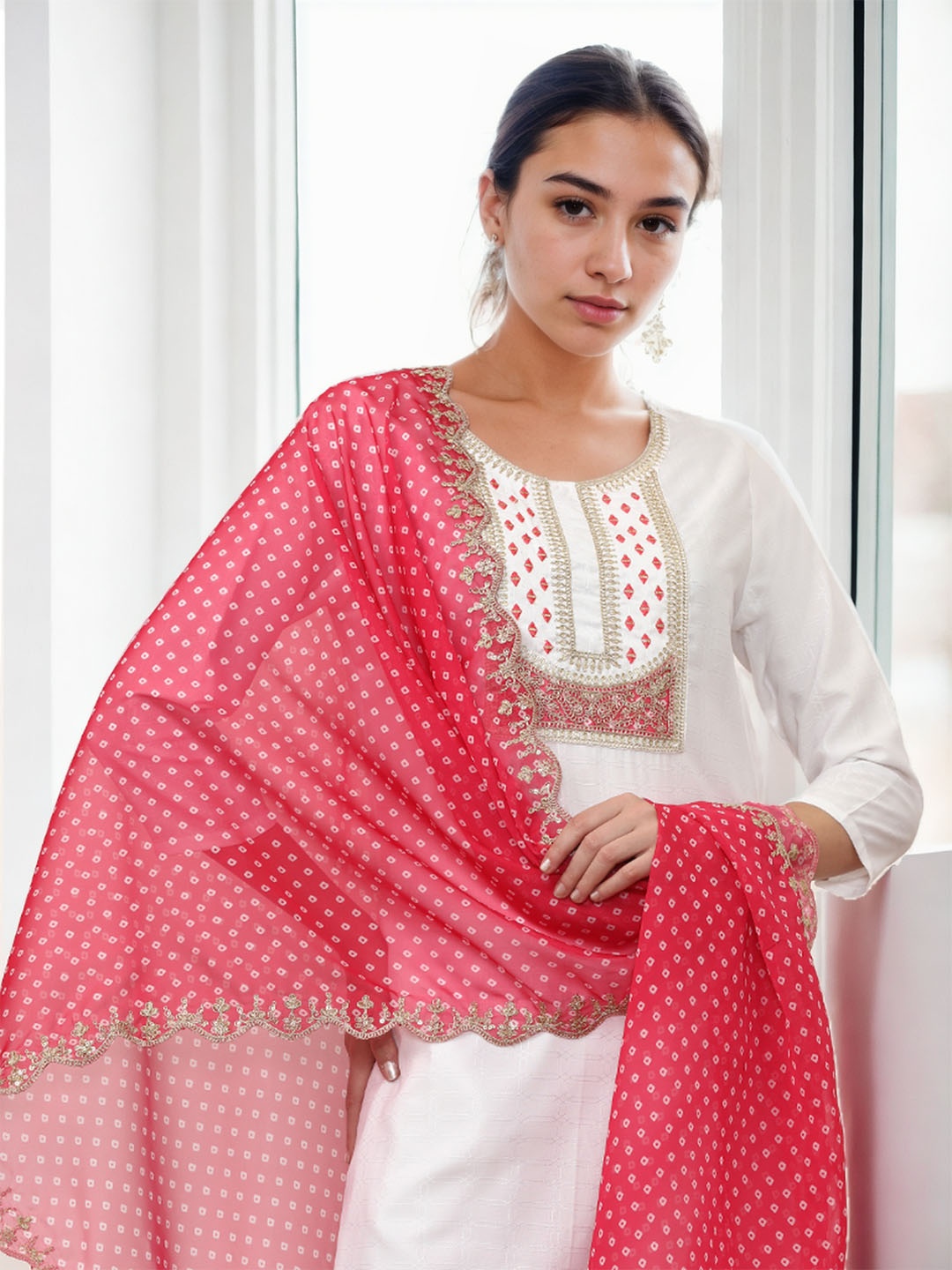 Jaipur Kurti Women Ethnic Motifs Embroidered Regular Thread Work Kurta with Trousers & With Dupatta, White
Jaipur Kurti Women Ethnic Motifs Embroidered Regular Thread Work Kurta with Trousers & With Dupatta, White