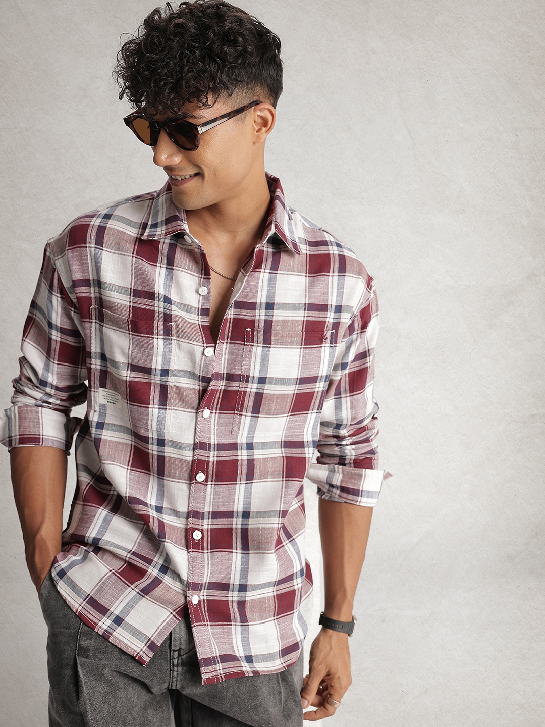 WROGN Oversized Checked Drop-Shoulder Sleeves Pure Cotton Casual Shirt, White
WROGN Oversized Checked Drop-Shoulder Sleeves Pure Cotton Casual Shirt, White