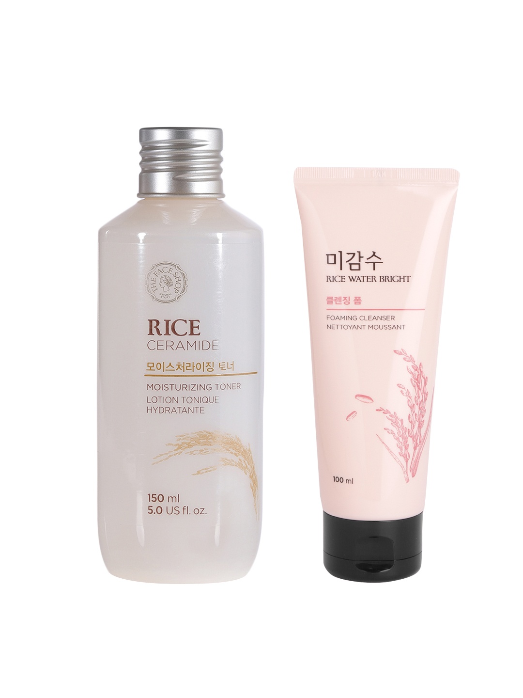 The Face Shop Set of Rice Ceramide Toner - 150ml & Rice Water Bright Cleanser - 100ml, Off white
The Face Shop Set of Rice Ceramide Toner - 150ml & Rice Water Bright Cleanser - 100ml, Off white