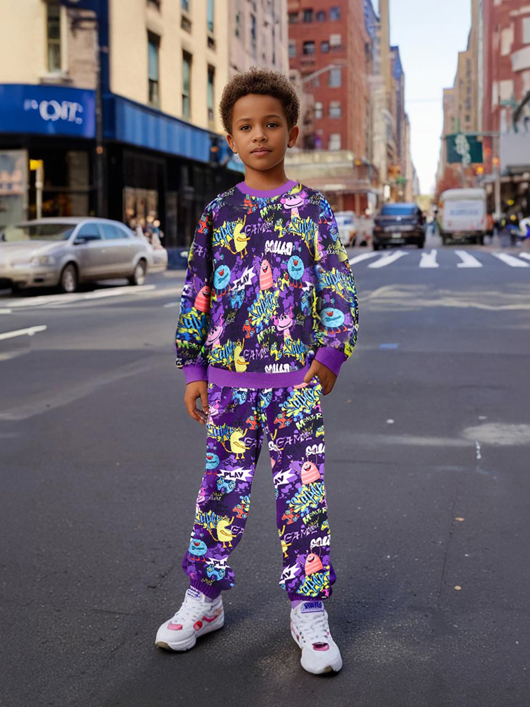 Whistle & Hops Boys Printed Round Neck Long Sleeves Pure Cotton Sweatshirt With Jogger, Purple
Whistle & Hops Boys Printed Round Neck Long Sleeves Pure Cotton Sweatshirt With Jogger, Purple