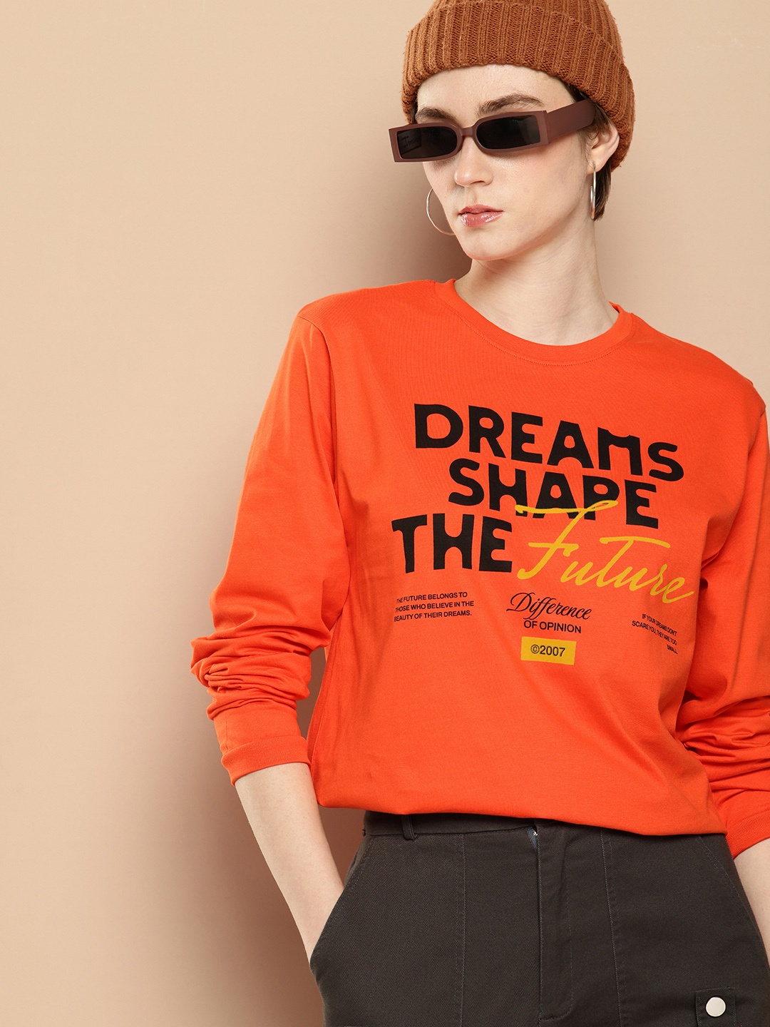 Difference of Opinion Oversized Fit Long Sleeve Typography Printed Pure Cotton T-shirt, Orange
Difference of Opinion Oversized Fit Long Sleeve Typography Printed Pure Cotton T-shirt, Orange