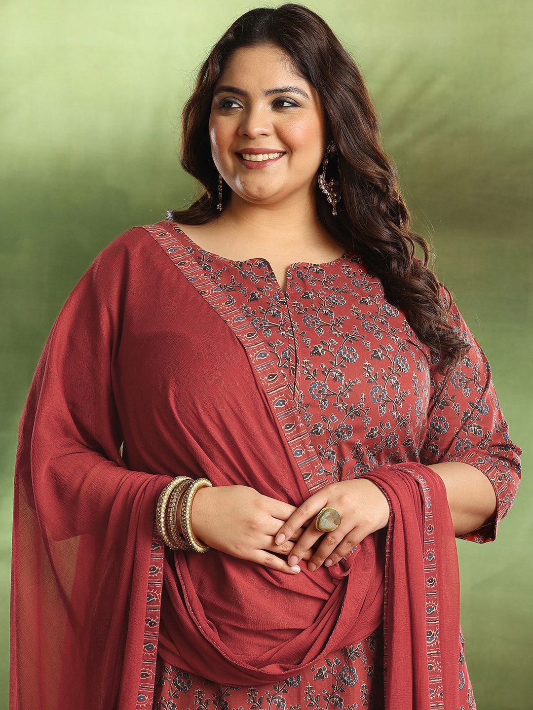 EXTRA LOVE BY LIBAS Plus Size Printed Pure Cotton Straight Kurta with Palazzos & Dupatta, Rust
EXTRA LOVE BY LIBAS Plus Size Printed Pure Cotton Straight Kurta with Palazzos & Dupatta, Rust