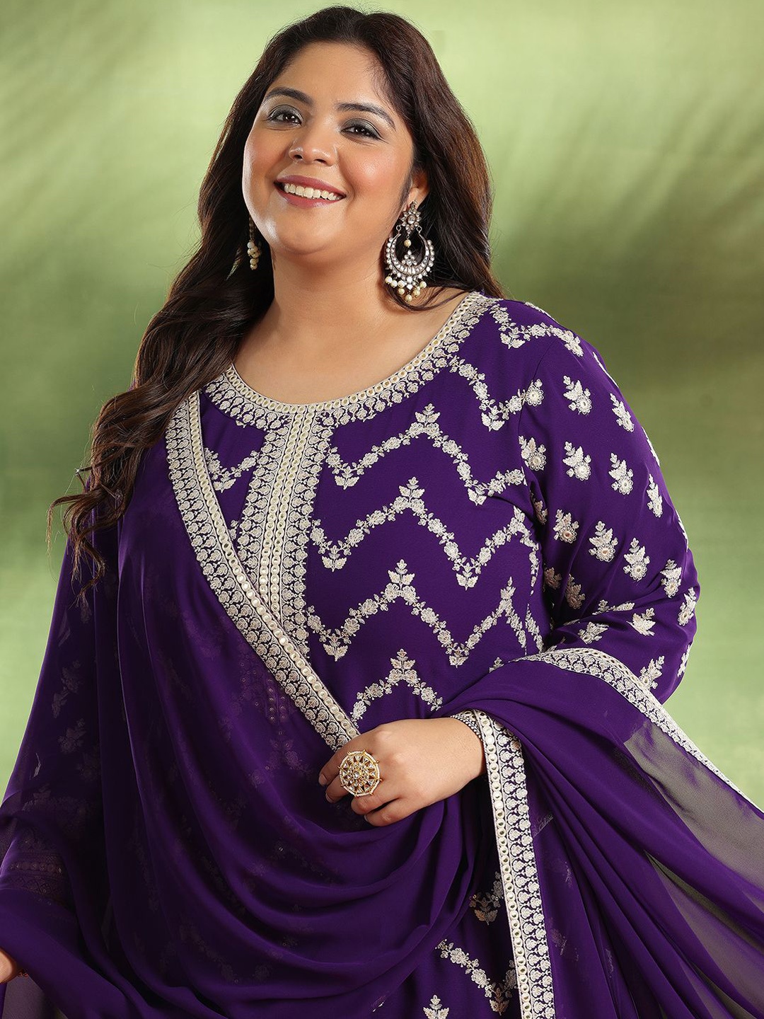 EXTRA LOVE BY LIBAS Plus Size Floral Embroidered Straight Kurta With Palazzos & Dupatta, Purple
EXTRA LOVE BY LIBAS Plus Size Floral Embroidered Straight Kurta With Palazzos & Dupatta, Purple