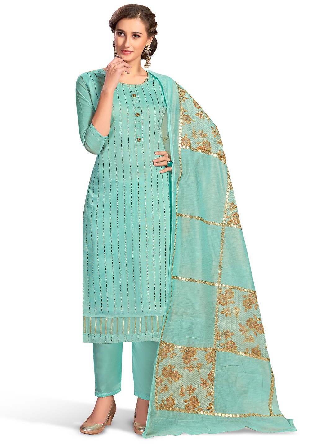 Maroosh Striped Embroidered Beads and Stones Cotton Unstitched Dress Material, Sea green
Maroosh Striped Embroidered Beads and Stones Cotton Unstitched Dress Material, Sea green