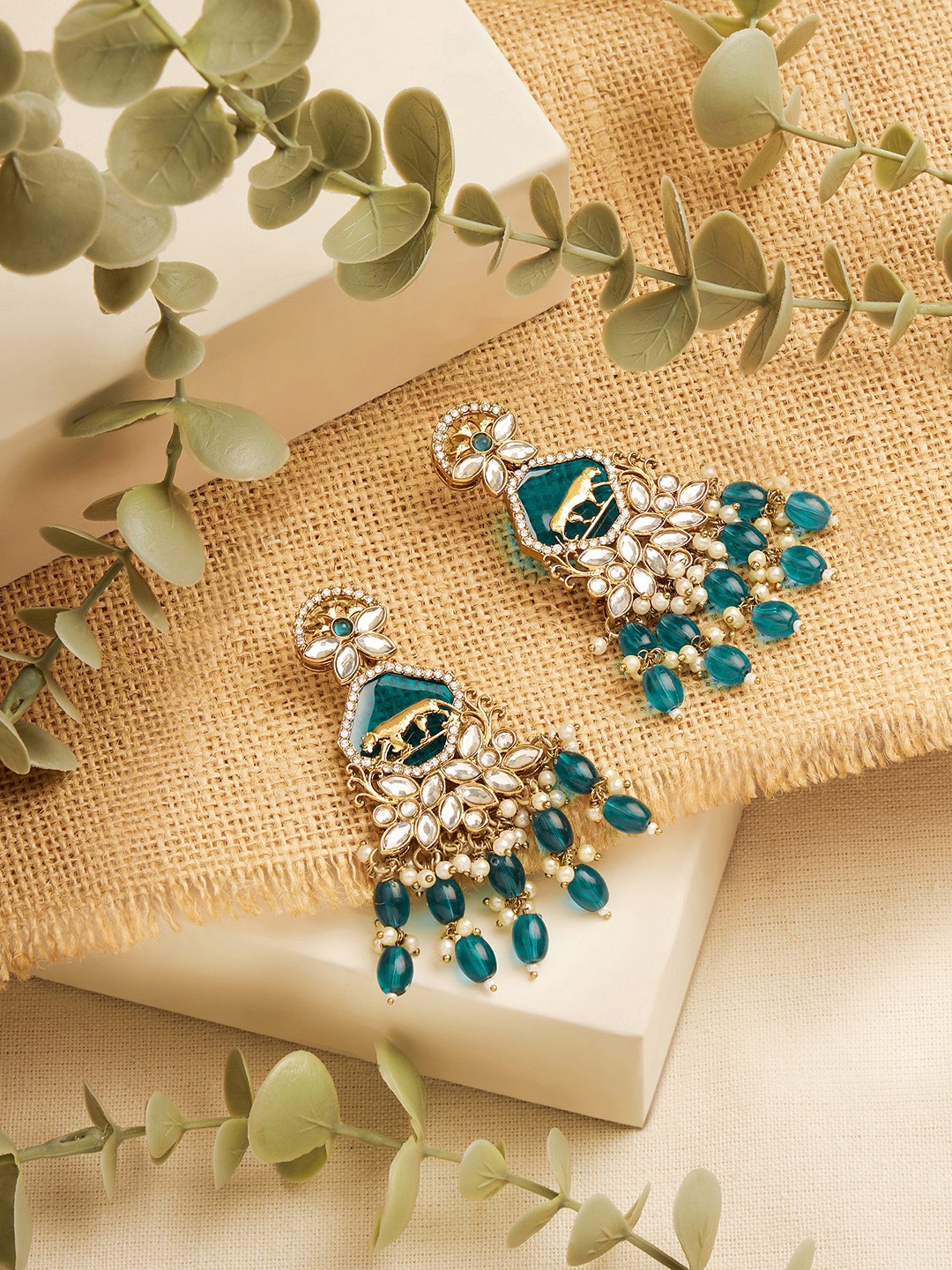 Zaveri Pearls Gold Plated Artificial Stones and Beads Contemporary Drop Earrings, Green
Zaveri Pearls Gold Plated Artificial Stones and Beads Contemporary Drop Earrings, Green