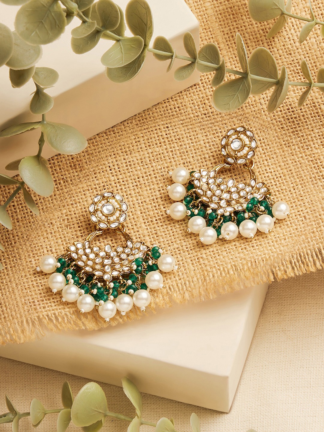Zaveri Pearls Gold Plated Artificial Stones and Beads Contemporary Drop Earrings, Green
Zaveri Pearls Gold Plated Artificial Stones and Beads Contemporary Drop Earrings, Green