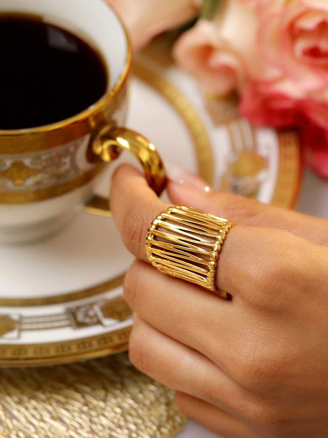 Rubans Voguish 18K Gold-Plated Stainless-Steel Tarnish-Free Demi-Fine Adjustable Ring
Rubans Voguish 18K Gold-Plated Stainless-Steel Tarnish-Free Demi-Fine Adjustable Ring