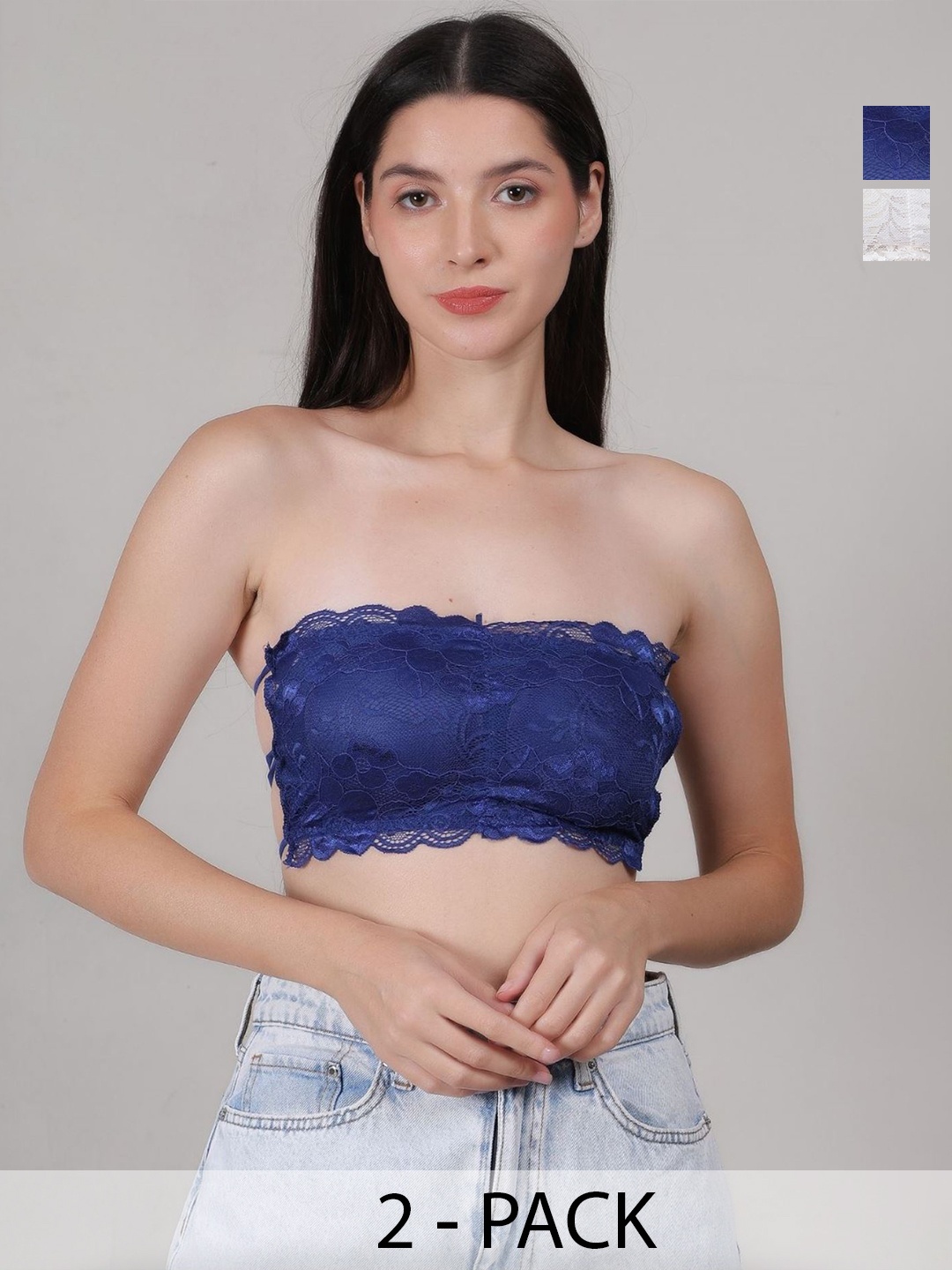 Fabme Women Pack of 2 Bandeau Half Coverage Non-Wired and Removable Padding Bra, Blue
Fabme Women Pack of 2 Bandeau Half Coverage Non-Wired and Removable Padding Bra, Blue