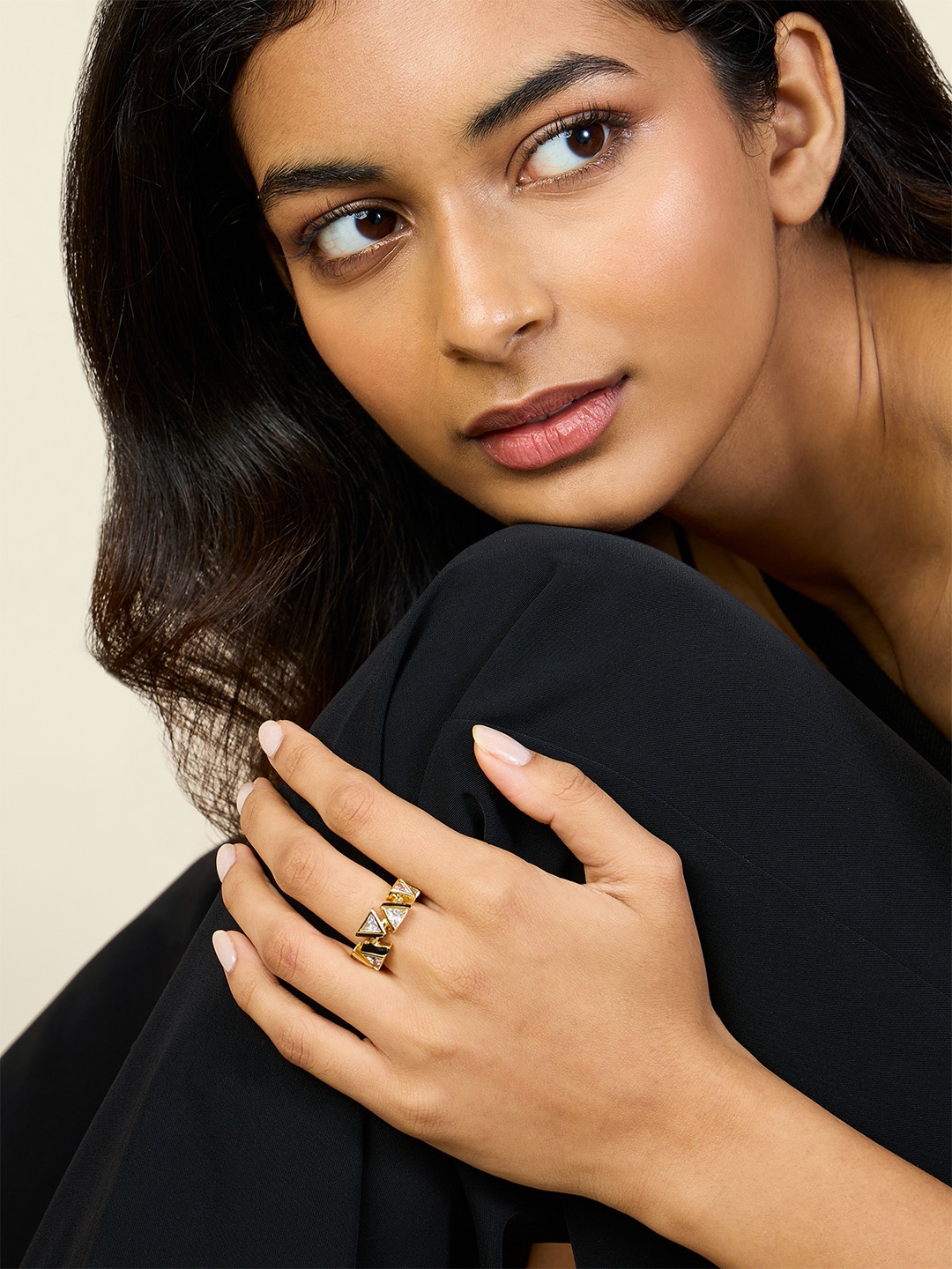 Isharya Gold-Plated Cubic Zirconia Stone Studded Triangles Infinity Open Finger Ring
Isharya Gold-Plated Cubic Zirconia Stone Studded Triangles Infinity Open Finger Ring