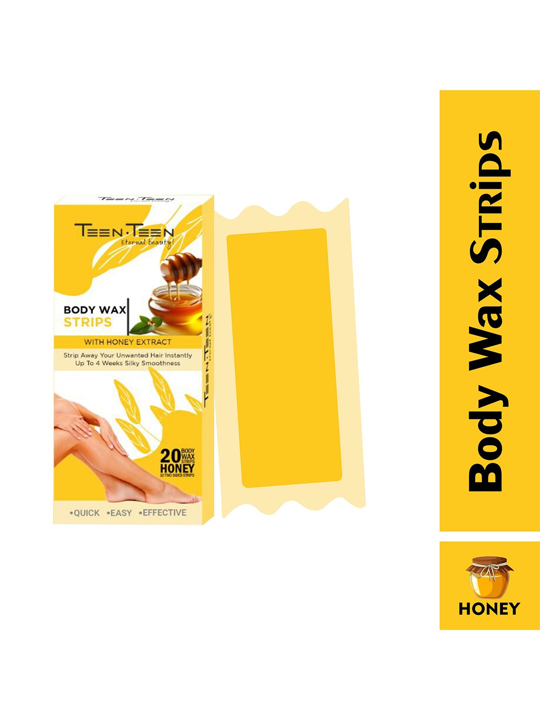 TEEN TEEN COSMETICS Unwanted Hair Removal Body Wax Strips With Honey Extracts - 20 Pcs, Yellow
TEEN TEEN COSMETICS Unwanted Hair Removal Body Wax Strips With Honey Extracts - 20 Pcs, Yellow