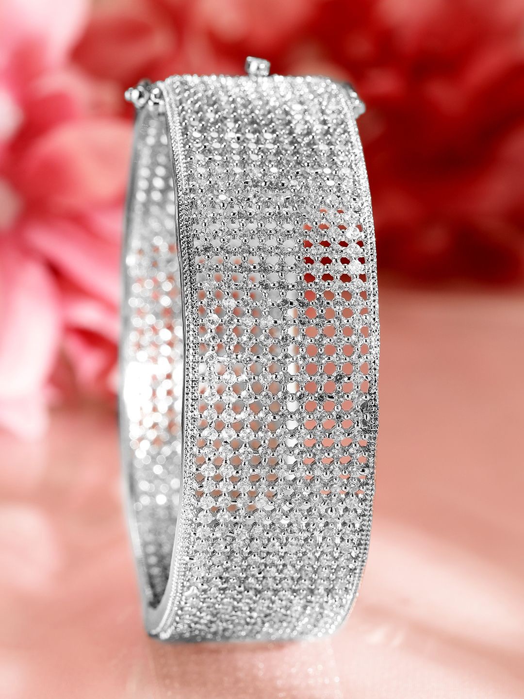 Rubans Rhodium-Plated AAA Cubic Zirconia Studded Premium Openable Bangle Bracelet, Silver
Rubans Rhodium-Plated AAA Cubic Zirconia Studded Premium Openable Bangle Bracelet, Silver