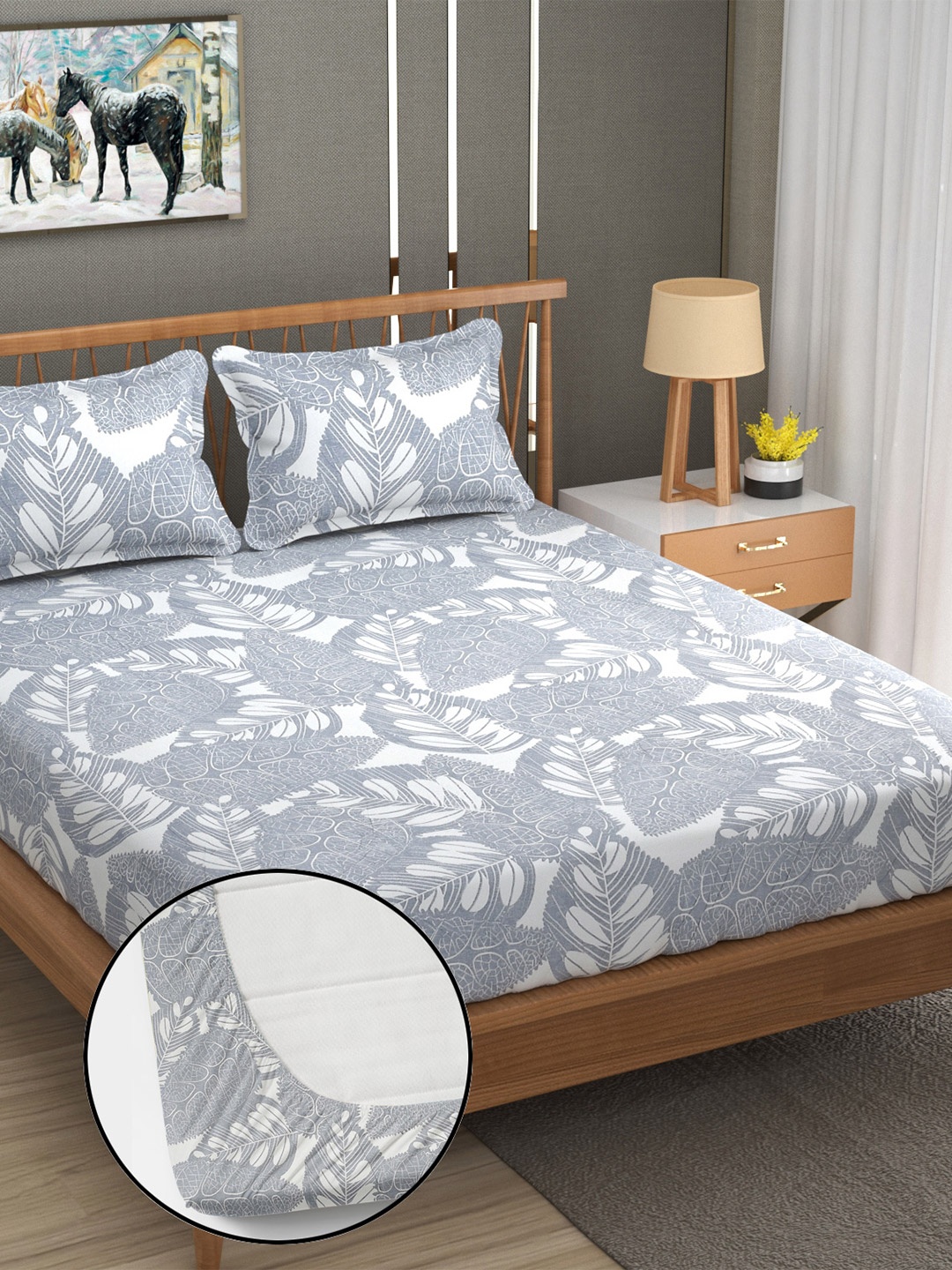 YaAkholic Grey & White Floral 210 TC King Fitted Waterproof Bedsheet Set- 1.9 M x 1.8 M
YaAkholic Grey & White Floral 210 TC King Fitted Waterproof Bedsheet Set- 1.9 M x 1.8 M