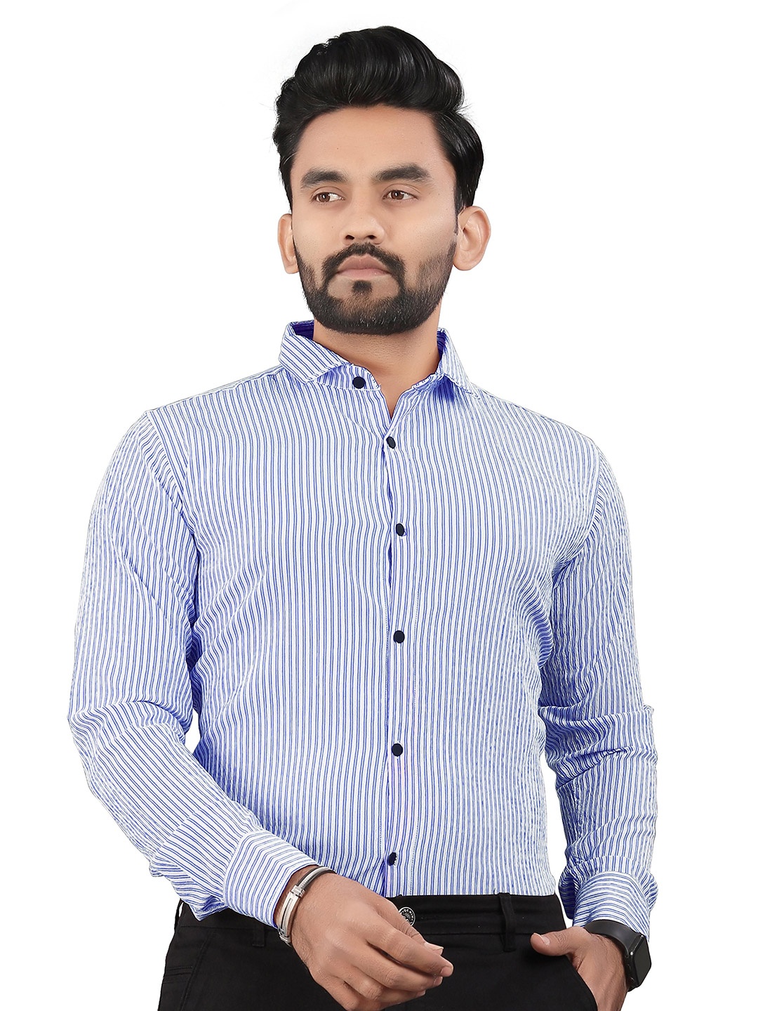 TERAXO Men Premium Spread Collar Vertical Striped Slim Fit Formal Shirt, Navy blue
TERAXO Men Premium Spread Collar Vertical Striped Slim Fit Formal Shirt, Navy blue