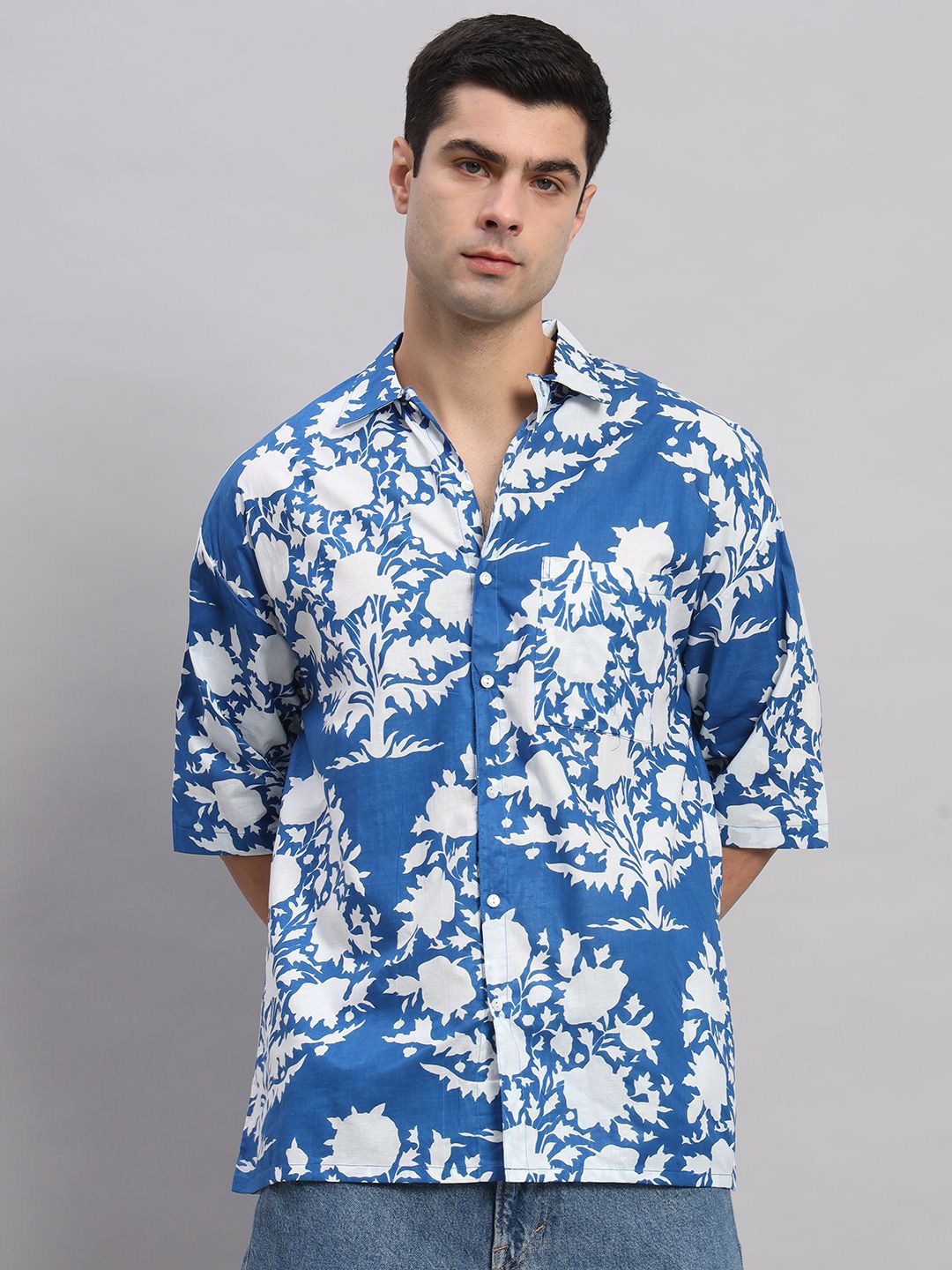 HANDICRAFT PALACE Men Comfort Spread Collar Floral Printed Cotton Oversized Casual Shirt, Blue
HANDICRAFT PALACE Men Comfort Spread Collar Floral Printed Cotton Oversized Casual Shirt, Blue