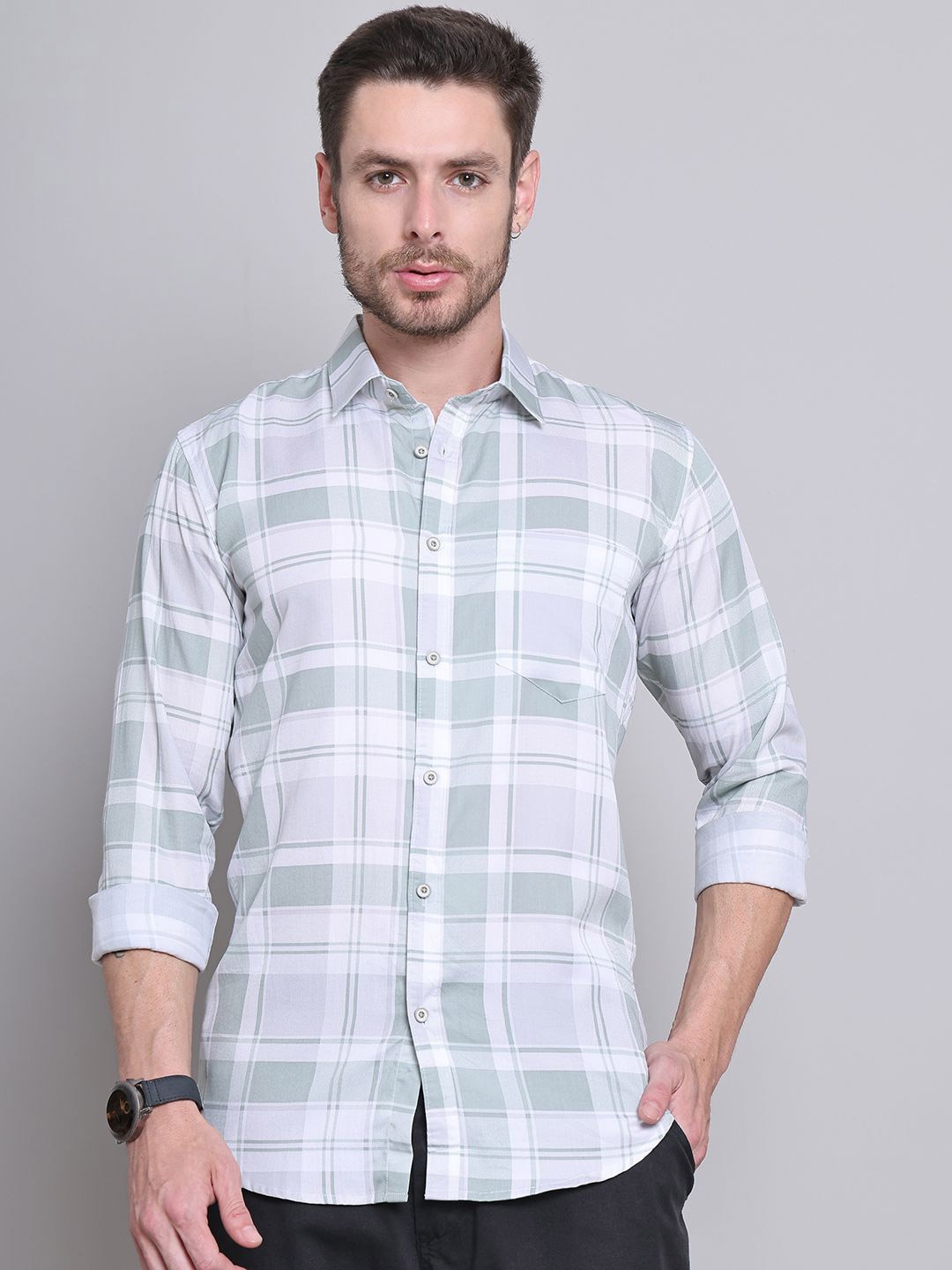 Majestic Man Men Comfort Spread Collar Tartan Checked Cotton Slim Fit Casual Shirt, Grey
Majestic Man Men Comfort Spread Collar Tartan Checked Cotton Slim Fit Casual Shirt, Grey