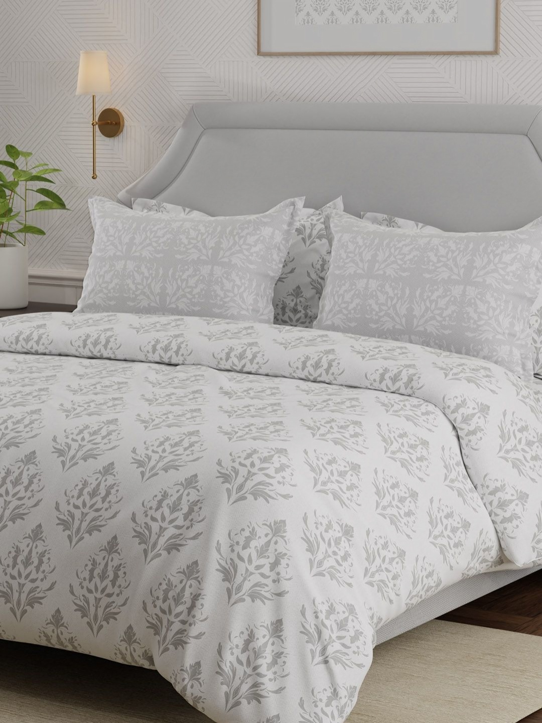 Boutique Living India White & Grey Floral 600 TC Cotton King Bedsheet Set 2.74 m x 2.74 m
Boutique Living India White & Grey Floral 600 TC Cotton King Bedsheet Set 2.74 m x 2.74 m
