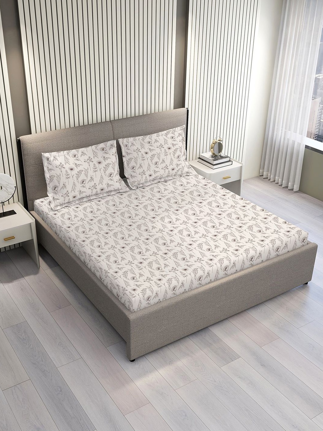 Layers Lumina Floret Beige & Grey Floral Cotton 144 TC Queen Bedsheet Set-2.54 m x 2.23 m
Layers Lumina Floret Beige & Grey Floral Cotton 144 TC Queen Bedsheet Set-2.54 m x 2.23 m