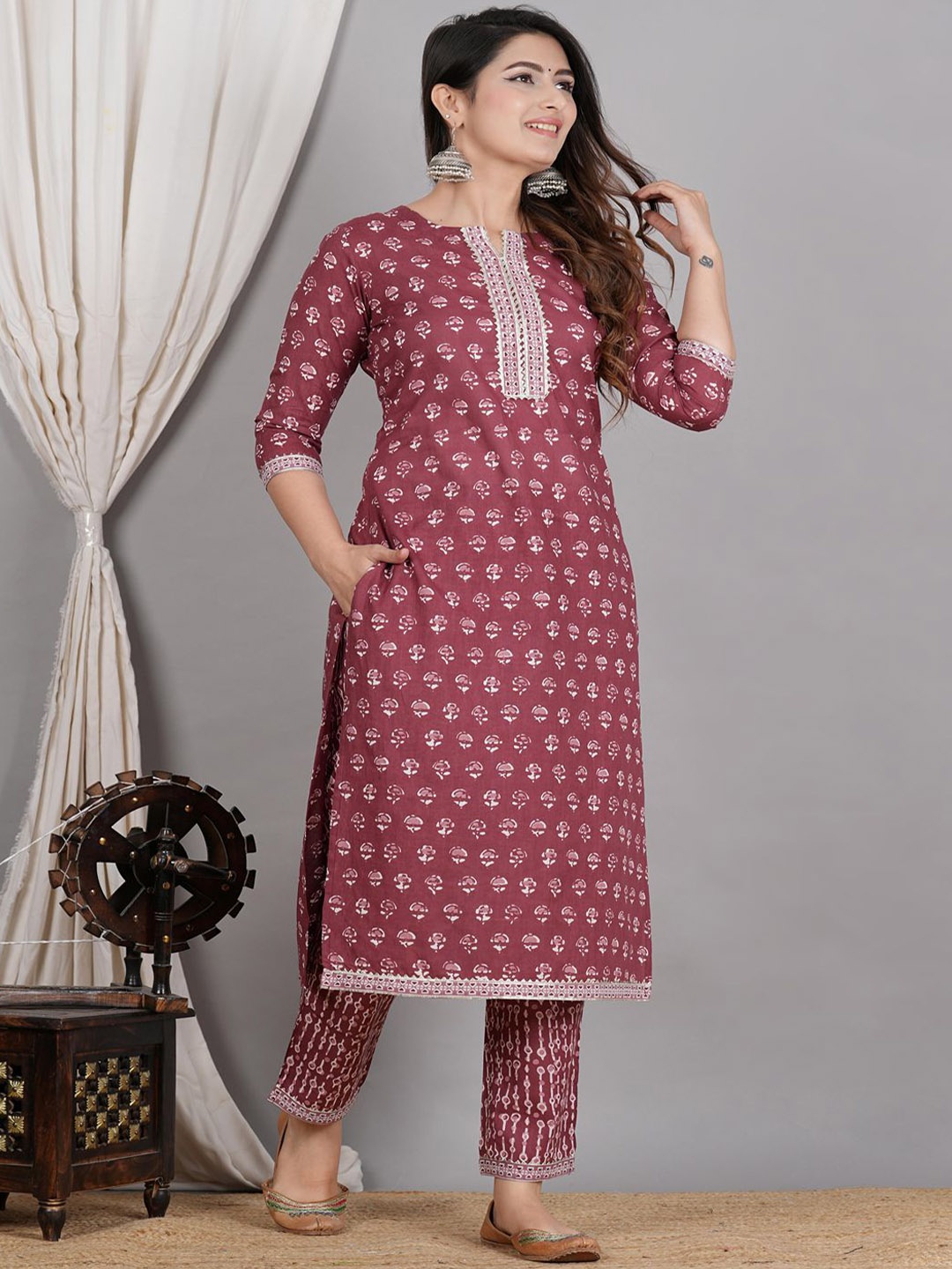 ZOYOTO Floral Printed Round Neck Regular Pure Cotton Straight Kurta With Trouser, Maroon
ZOYOTO Floral Printed Round Neck Regular Pure Cotton Straight Kurta With Trouser, Maroon