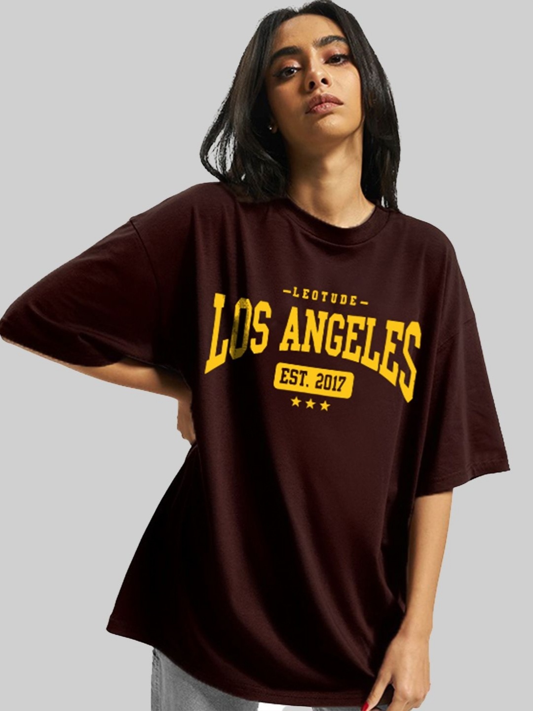 Leotude Women Typography Printed Round Neck Cotton Oversized T-shirt, Coffee brown
Leotude Women Typography Printed Round Neck Cotton Oversized T-shirt, Coffee brown