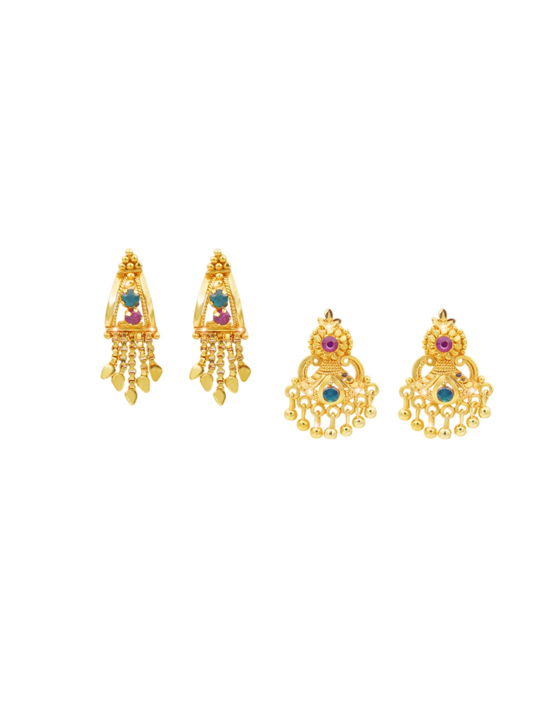 PINAAKA DARINI Set Of 2 1Gram Gold-Plated Circular Artificial Stone Studded Drop Earrings
PINAAKA DARINI Set Of 2 1Gram Gold-Plated Circular Artificial Stone Studded Drop Earrings