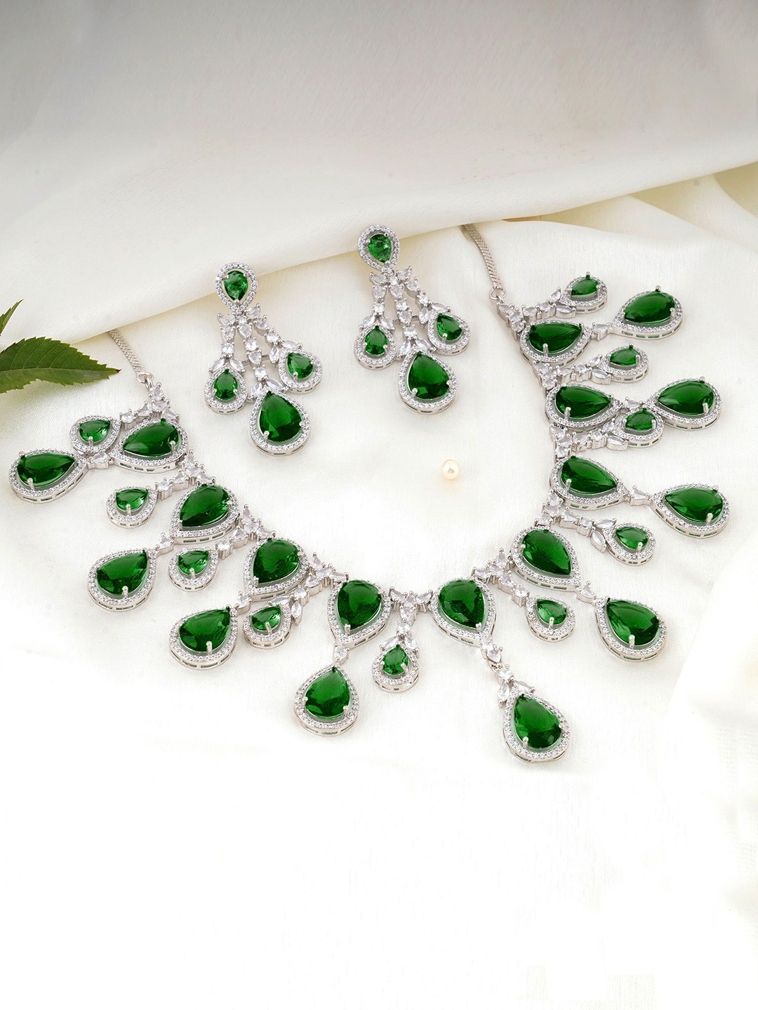 Adwitiya Collection Rhodium-Plated Cubic Zirconia Stone Studded Jewellery Set, Silver
Adwitiya Collection Rhodium-Plated Cubic Zirconia Stone Studded Jewellery Set, Silver