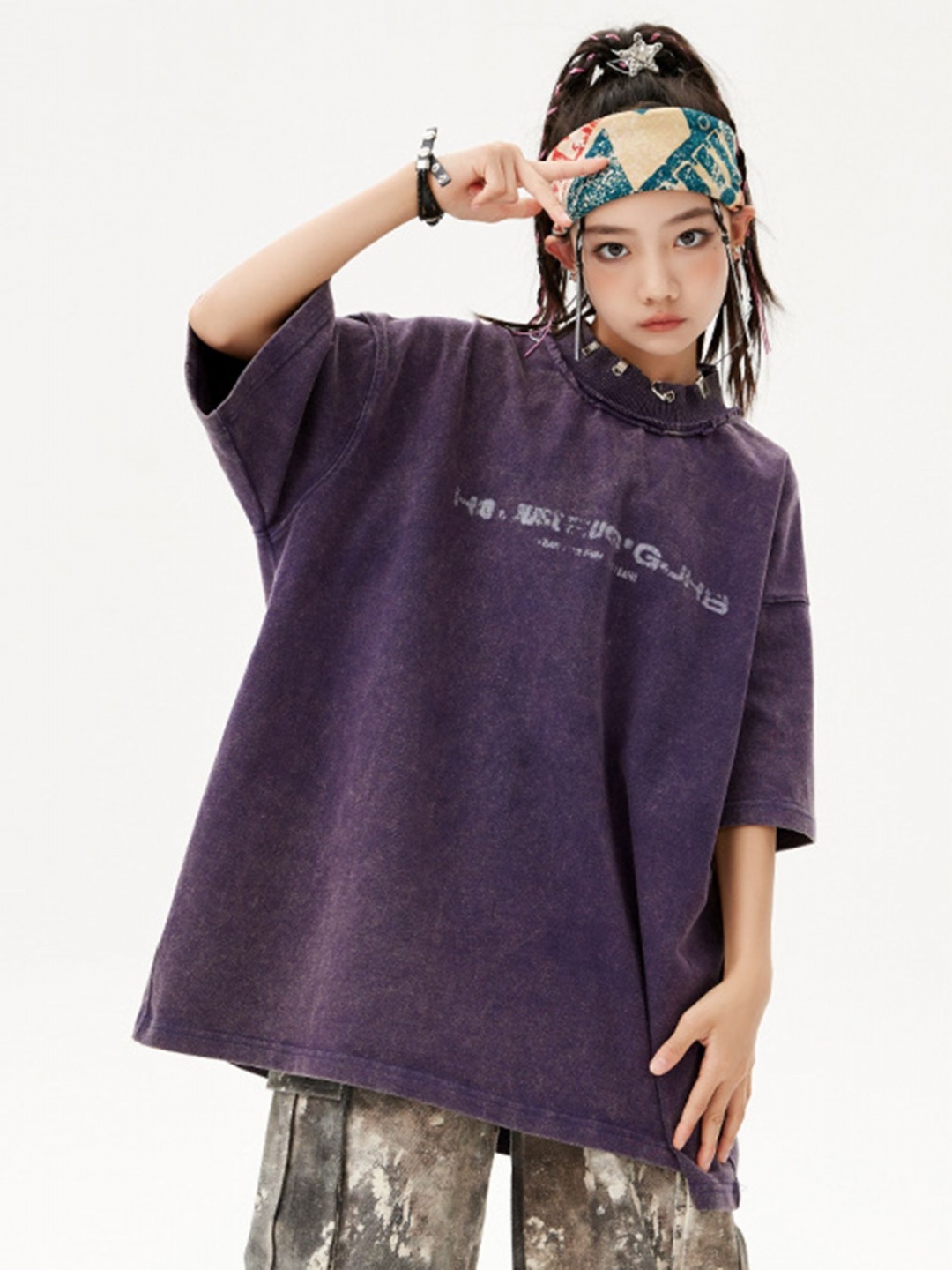 LULU & SKY Girls Typography Printed High Neck Organic Cotton Oversized T-shirt, Purple
LULU & SKY Girls Typography Printed High Neck Organic Cotton Oversized T-shirt, Purple