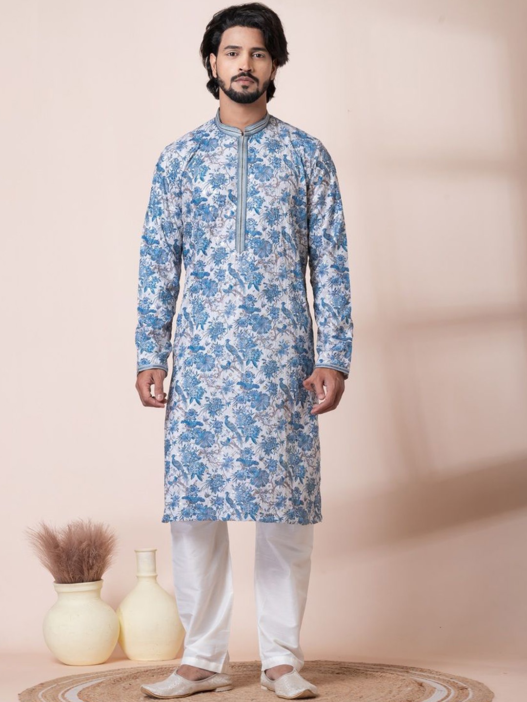 HU - Handcrafted Uniquely Floral Printed Thread Work Pure Cotton Straight Kurta & Pyjamas, Turquoise blue
HU - Handcrafted Uniquely Floral Printed Thread Work Pure Cotton Straight Kurta & Pyjamas, Turquoise blue