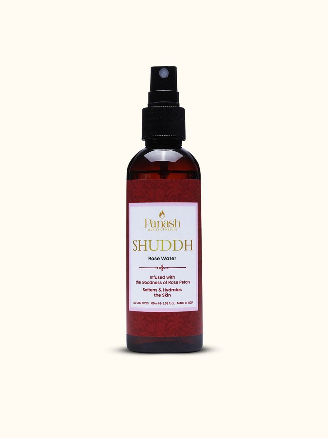 PANASH Shuddh Rose Water Infused With Rose Petals - Softens & Hydrates The Skin - 100 ml, Nude
PANASH Shuddh Rose Water Infused With Rose Petals - Softens & Hydrates The Skin - 100 ml, Nude