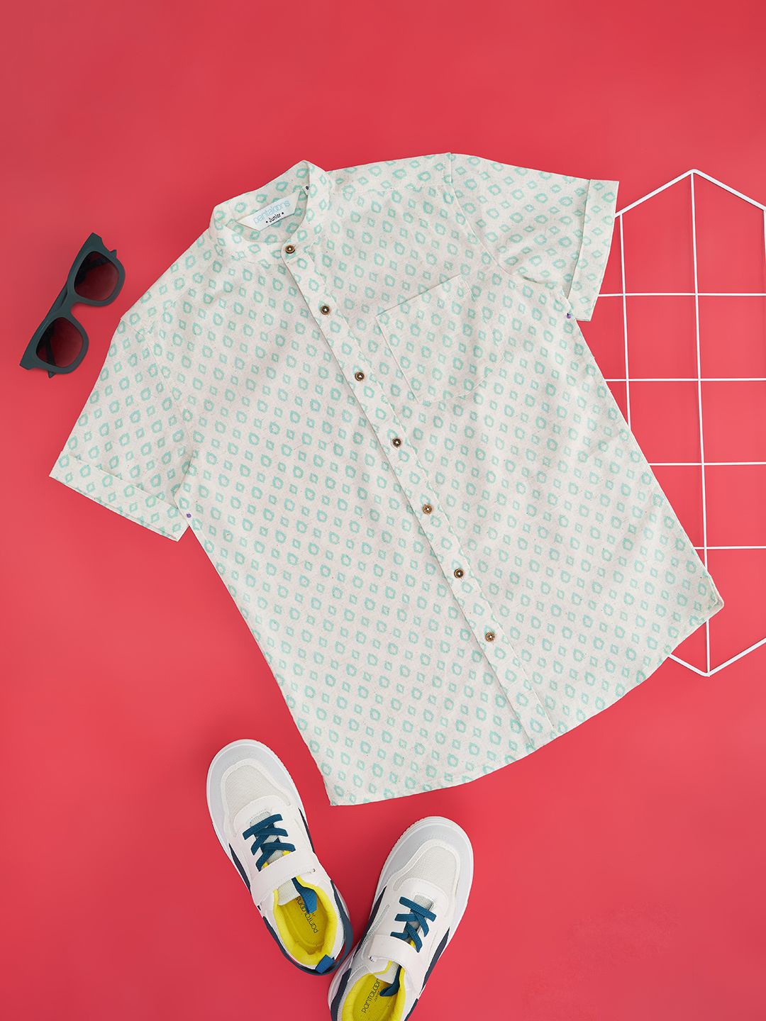 indus route by Pantaloons Boys Mandarin Collar Geometric Printed Cotton Casual Shirt, Off white
indus route by Pantaloons Boys Mandarin Collar Geometric Printed Cotton Casual Shirt, Off white