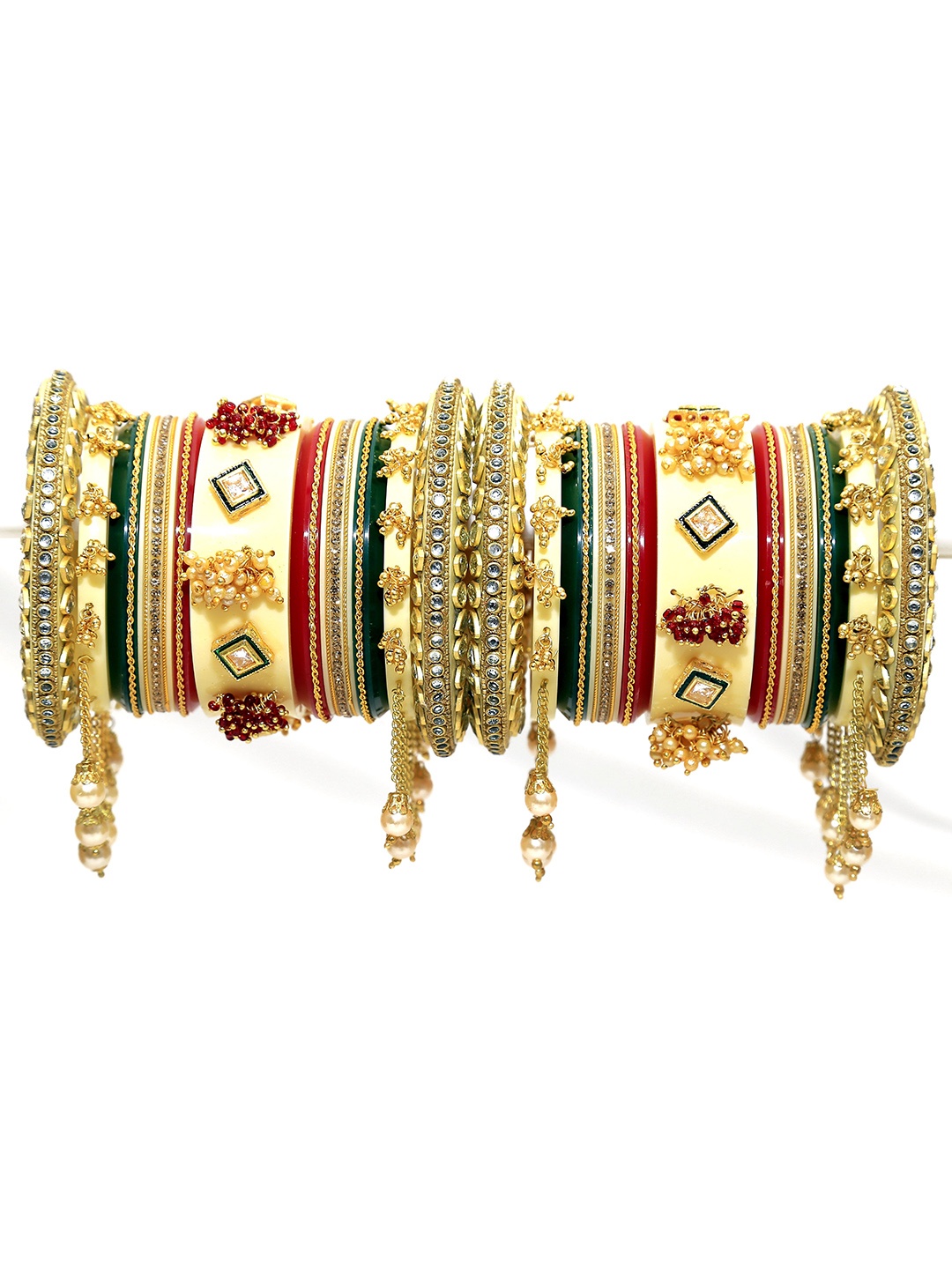 Align Pack Of 2 Gold-Plated Artificial Stones and Beads Studded & Beaded Chudas Bangles
Align Pack Of 2 Gold-Plated Artificial Stones and Beads Studded & Beaded Chudas Bangles