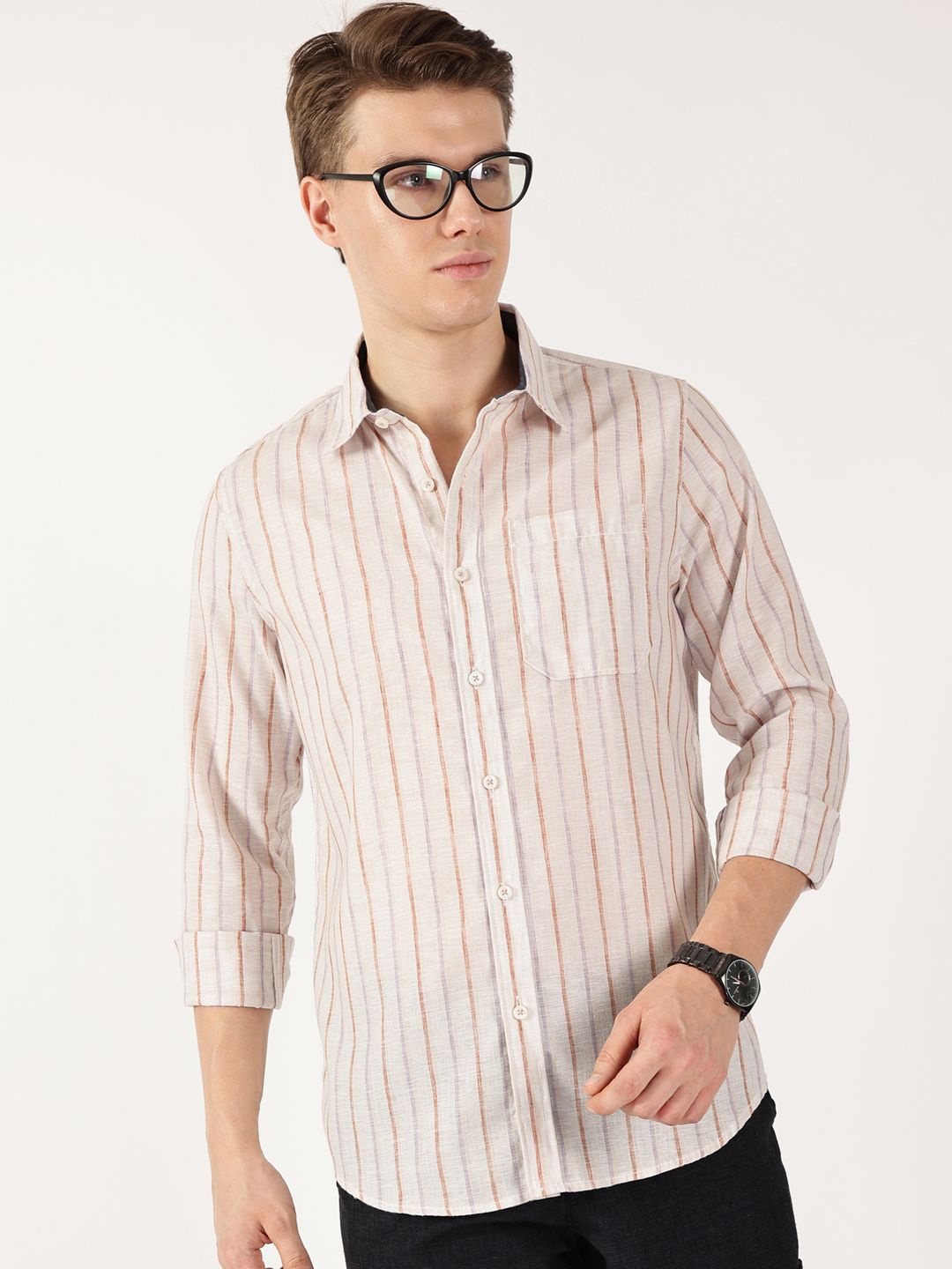 Thomas Scott Men Classic Fit Spread Collar Vertical Striped Linen Casual Shirt, Beige
Thomas Scott Men Classic Fit Spread Collar Vertical Striped Linen Casual Shirt, Beige