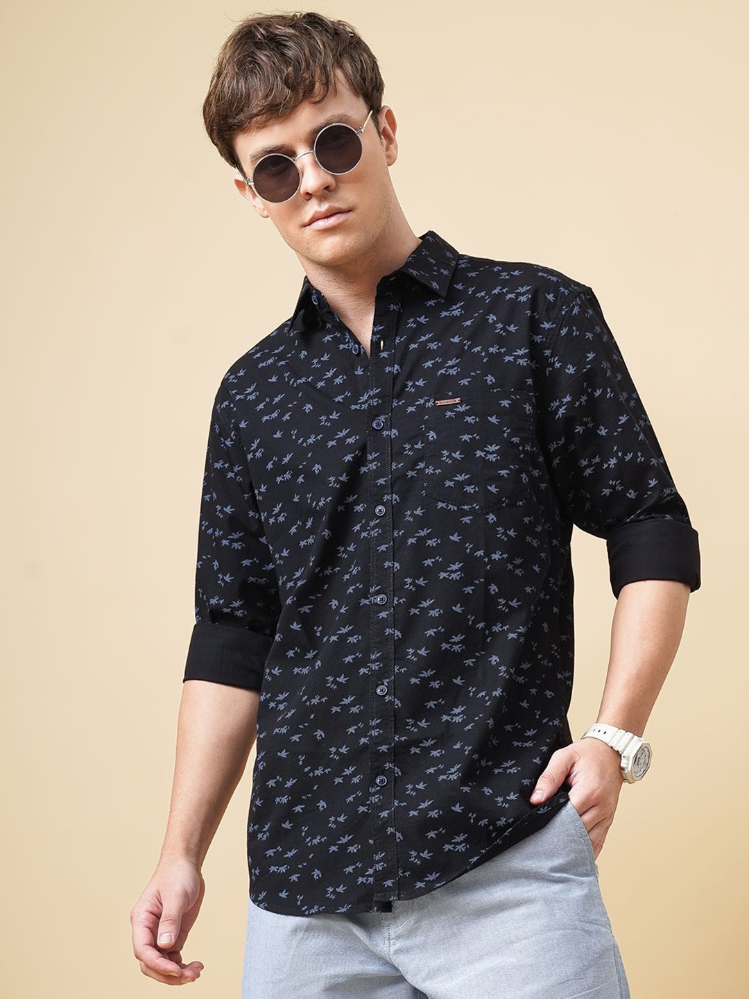 British Club Men Classic Fit Spread Collar Floral Printed Cotton Casual Shirt, Black
British Club Men Classic Fit Spread Collar Floral Printed Cotton Casual Shirt, Black