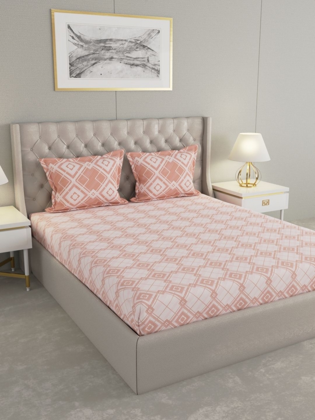 Raymond Home Pink & White Geometric 110 TC Cotton Queen Bedsheet Set 2.24 m X 2.54 m
Raymond Home Pink & White Geometric 110 TC Cotton Queen Bedsheet Set 2.24 m X 2.54 m