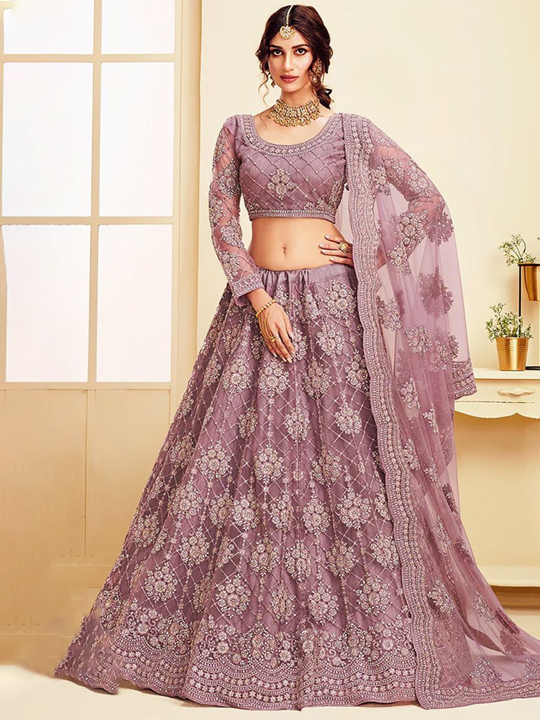LADY SHOPI Embroidered Beads and Stones Semi-Stitched Lehenga & Blouse With Dupatta, Pink
LADY SHOPI Embroidered Beads and Stones Semi-Stitched Lehenga & Blouse With Dupatta, Pink