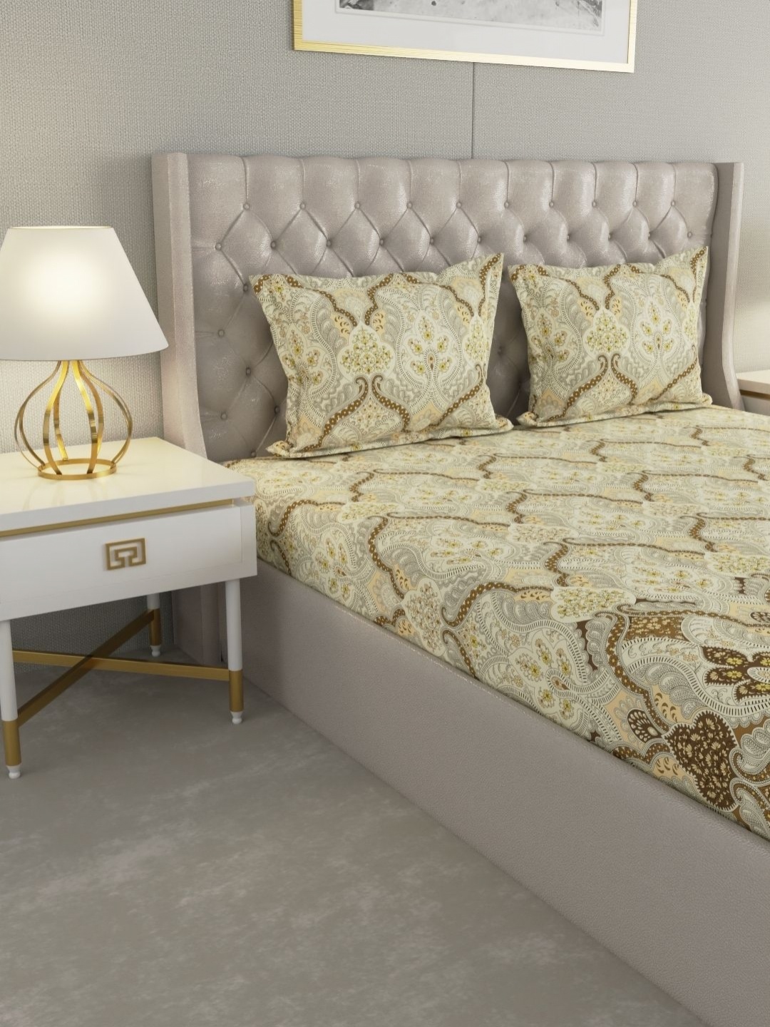 Raymond Home Green & Beige Ethnic Motifs 120 TC Cotton King Bedsheet Set 2.74 m X 2.74 m
Raymond Home Green & Beige Ethnic Motifs 120 TC Cotton King Bedsheet Set 2.74 m X 2.74 m