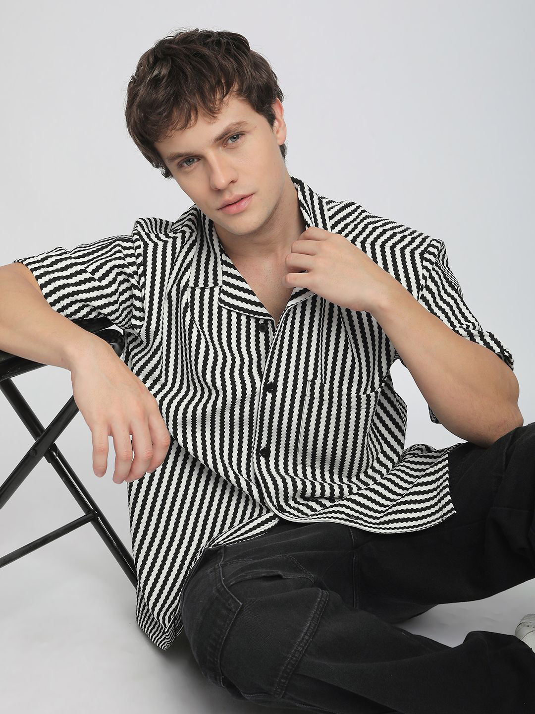 R&B Men Cuban Collar Vertical Striped Cotton Relaxed Fit Casual Shirt, White
R&B Men Cuban Collar Vertical Striped Cotton Relaxed Fit Casual Shirt, White