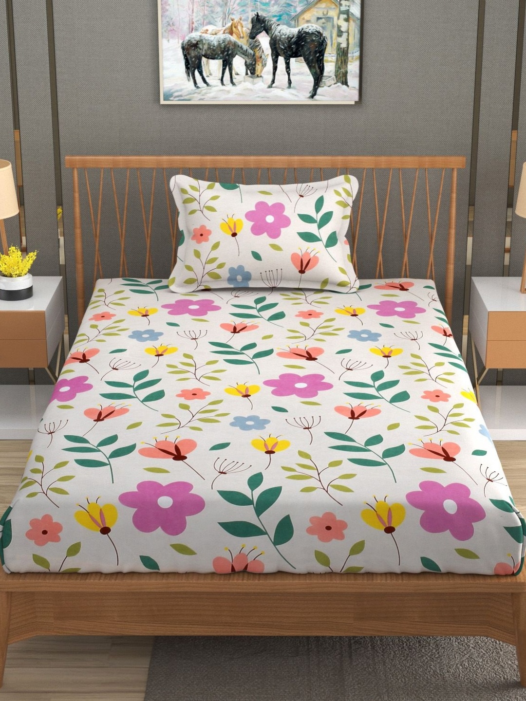 YaAkholic Cream Floral Printed Microfiber Fitted 210 TC Single Bedsheet Set 1.82 x 1.21 m
YaAkholic Cream Floral Printed Microfiber Fitted 210 TC Single Bedsheet Set 1.82 x 1.21 m
