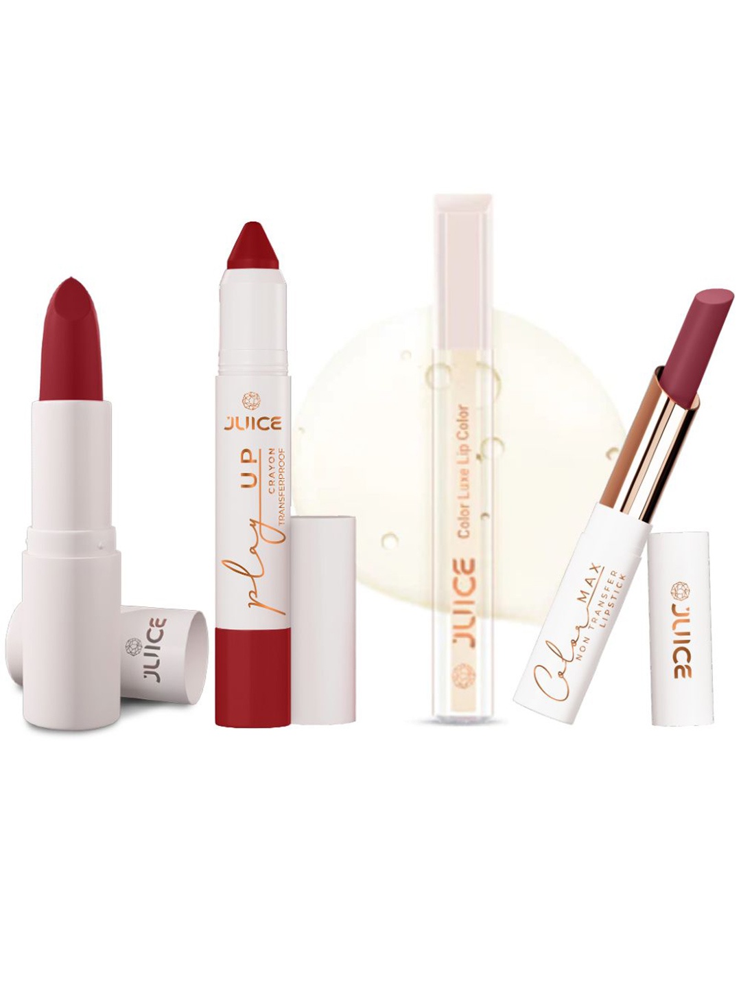 JUICE Set Of 4 Play Up Color Luxe Color Max Lipstick- 11.8 g - M09- MCR09 - G01- M01, Red
JUICE Set Of 4 Play Up Color Luxe Color Max Lipstick- 11.8 g - M09- MCR09 - G01- M01, Red