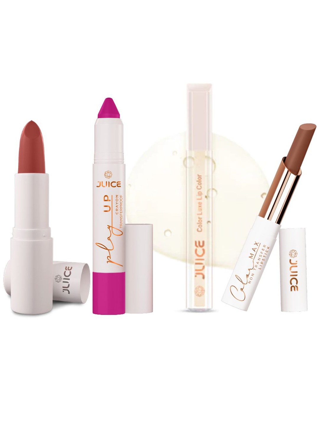 JUICE Set Of 4 Play Up Color Luxe & Max Long Lasting Lipstick-11.8 g- M19- MCR07- G01- M19, Brown
JUICE Set Of 4 Play Up Color Luxe & Max Long Lasting Lipstick-11.8 g- M19- MCR07- G01- M19, Brown