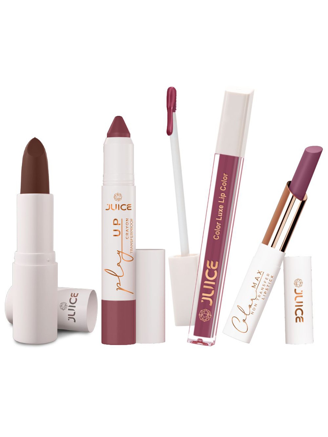 JUICE Set Of 4 Play Up Color Luxe & Max Long Lasting Lipstick-11.8 g- M17- MCR05 -M17- M17, Brown
JUICE Set Of 4 Play Up Color Luxe & Max Long Lasting Lipstick-11.8 g- M17- MCR05 -M17- M17, Brown